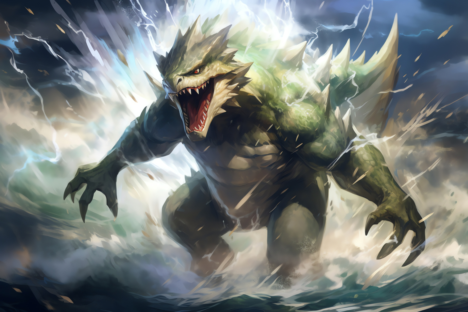 Tyranitar, Menacing Pokmon, Natural elements, Dynamic scene, Pokmon battle, HD Desktop Image