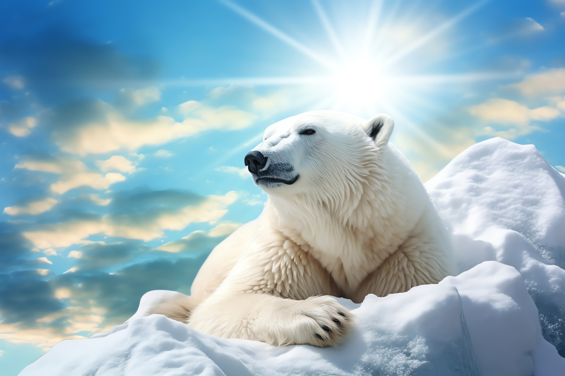 Polar Bear habitat, Arctic predator, Ursus maritimus, Arctic wildlife, Triple-shaded background, HD Desktop Image