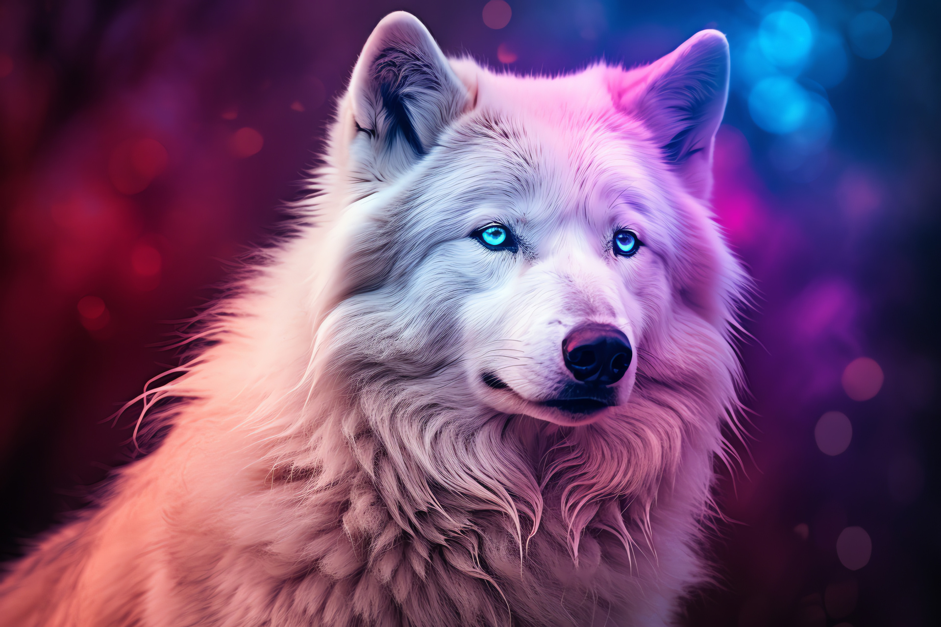 White Wolf, Wild canine, Subarctic habitat, Piercing gaze, Majestic animal, HD Desktop Image