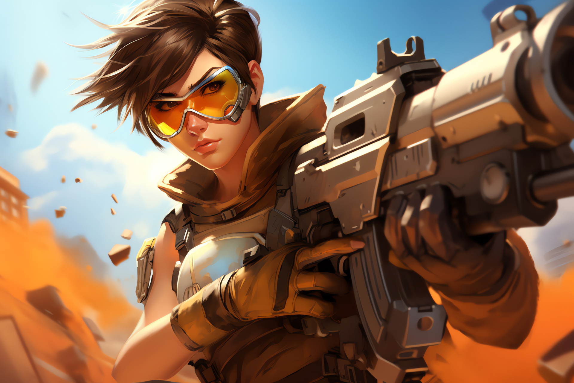 Overwatch Tracer, Interactive challenge, Mission objective, Dual blasters, Courageous representation, HD Desktop Wallpaper