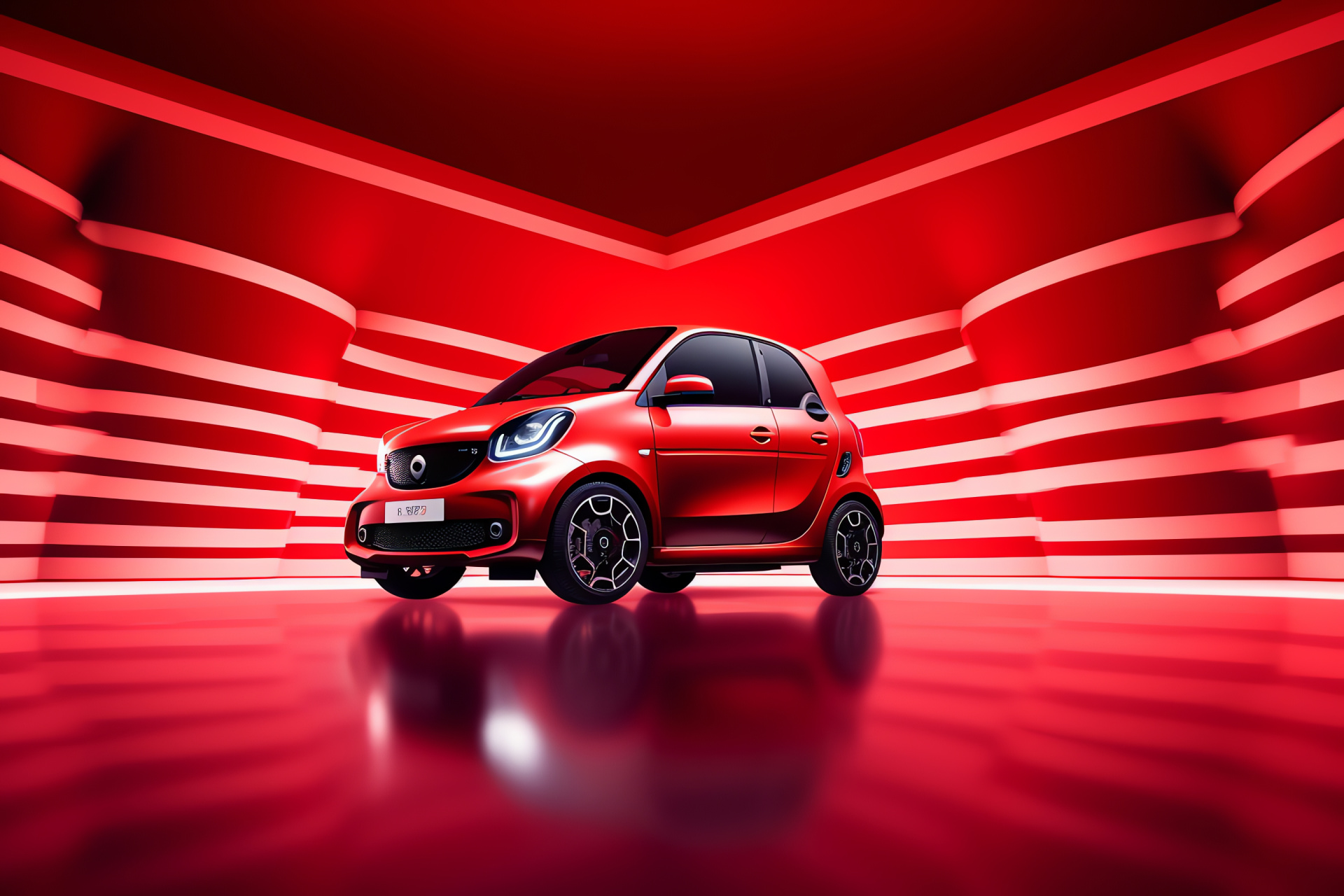 Smart Car EQ ForTwo, Urban mobility, high-angle composition, dynamic design, minimalist backdrop, HD Desktop Image