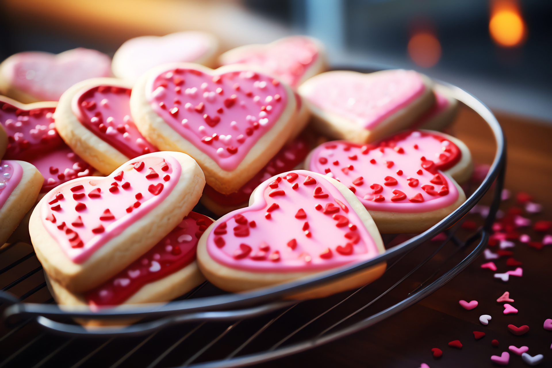 Sweetheart treats, Valentine's confection, sugary hearts, adorned biscuits, frosted delights, HD Desktop Wallpaper