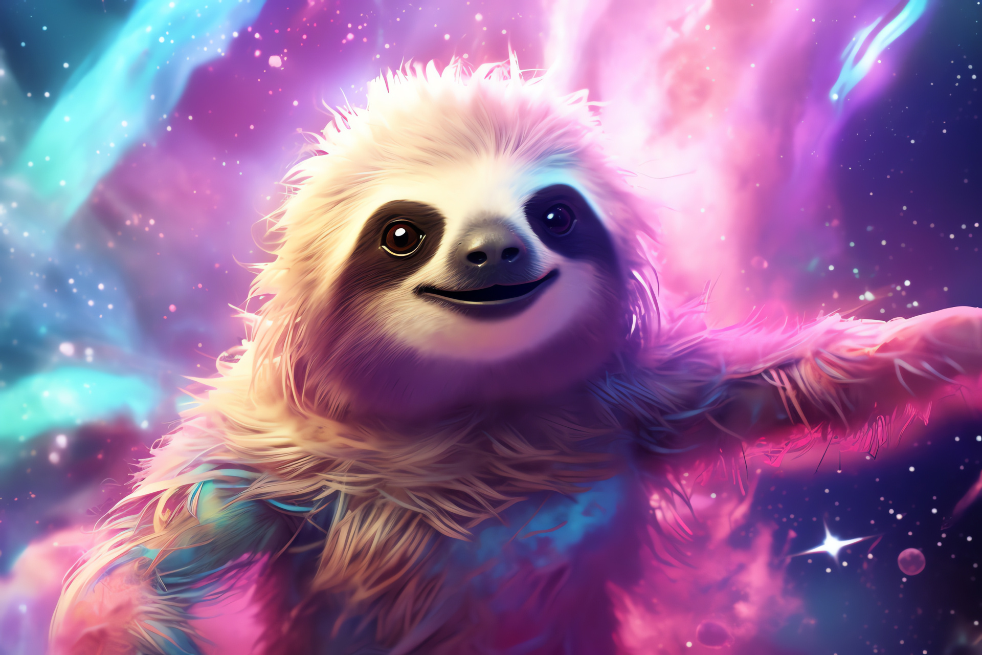 Space Sloth, interstellar animal, cosmic habitat, astral pastels, nebula inhabitant, HD Desktop Wallpaper