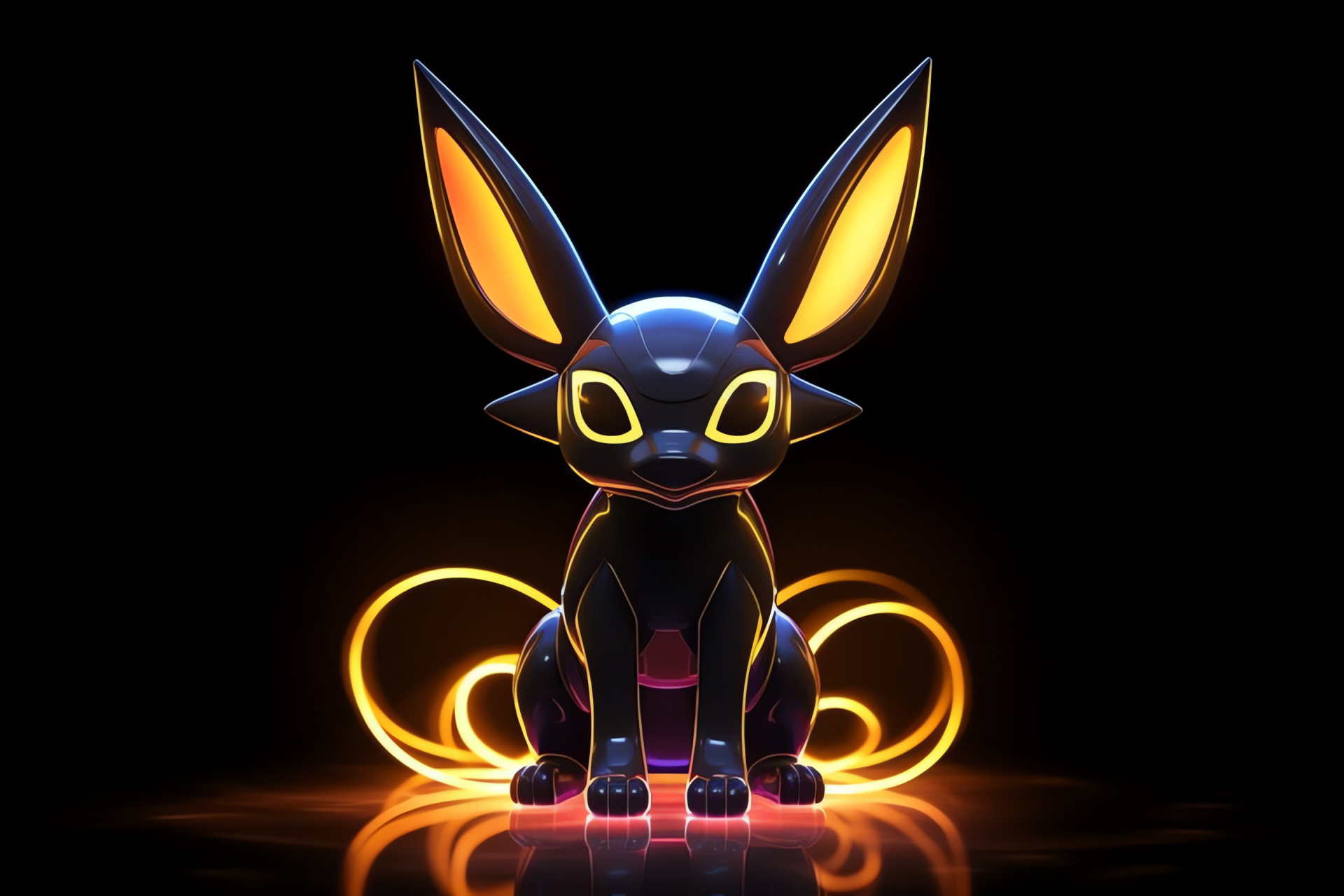 Umbreon Pokmon, Eevee evolution, Ocular intensity, Poised for action, Shaded background, HD Desktop Image