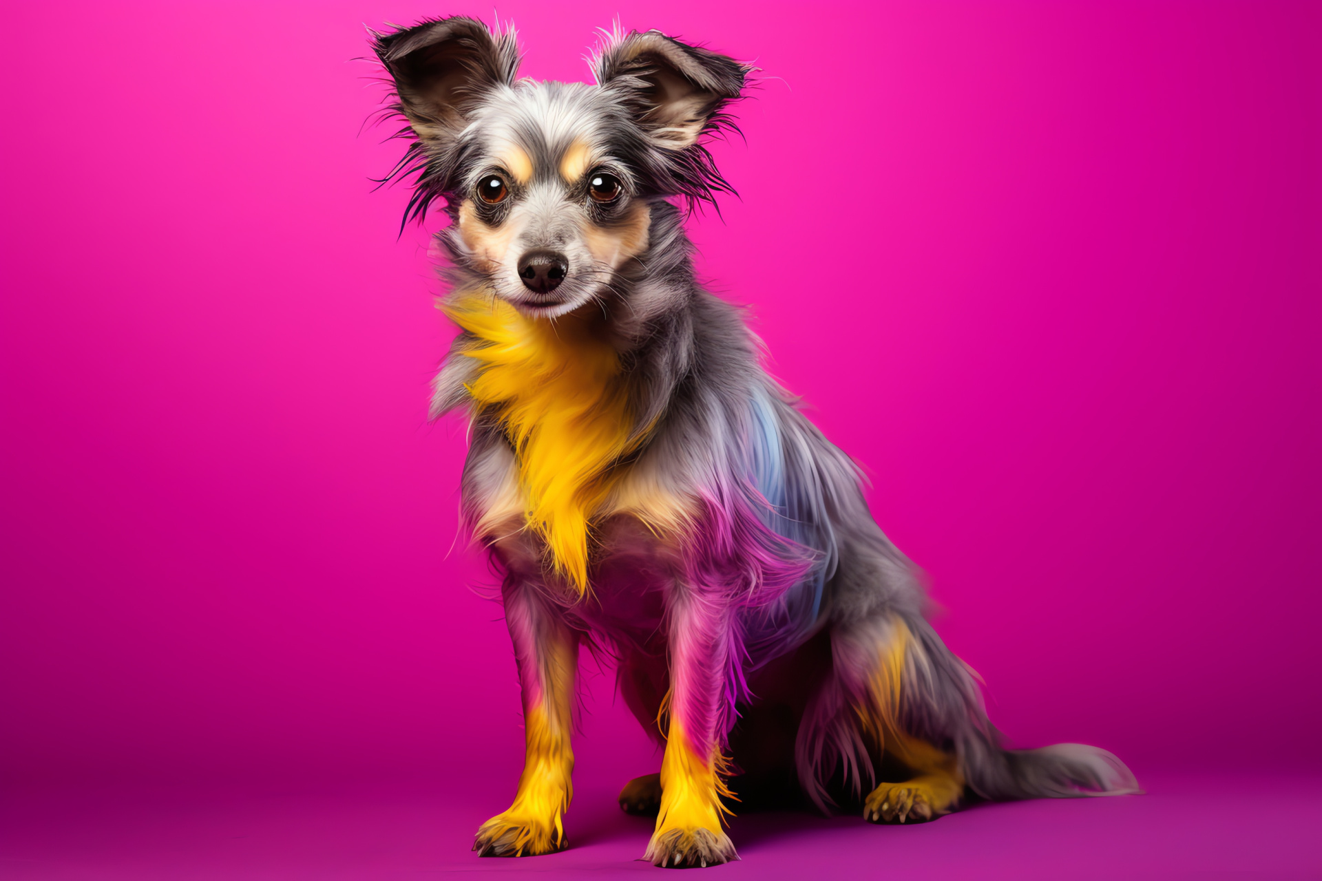 Distinct canine, heterochromatic sight, linear backdrop, natural coat, personality, HD Desktop Image