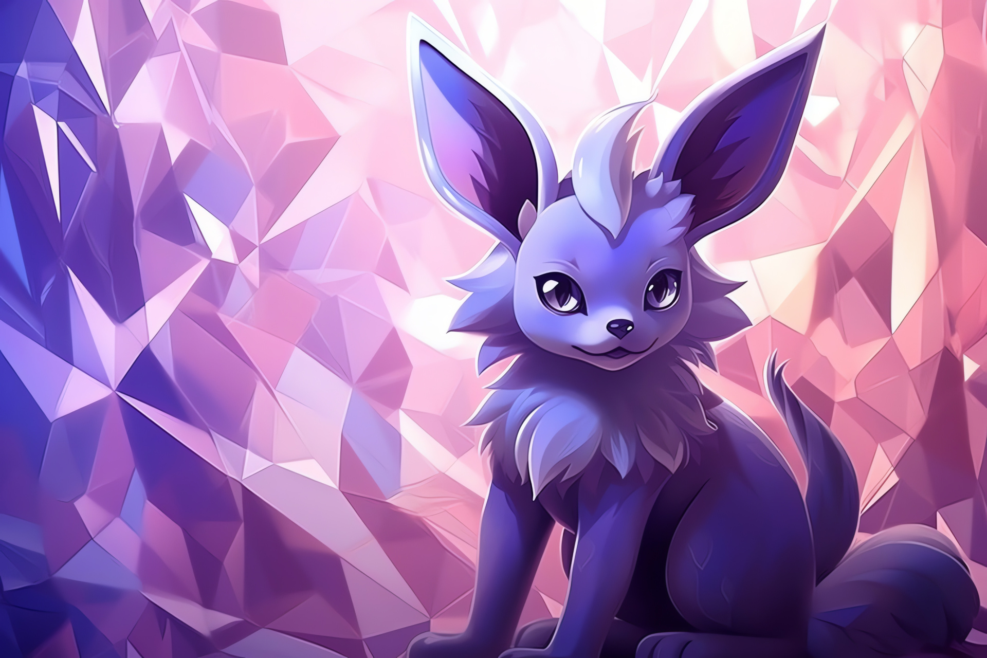 Psionic Espeon, clairvoyance Eevee progeny, mauve coat, verdant oculars, animated psychic, HD Desktop Image