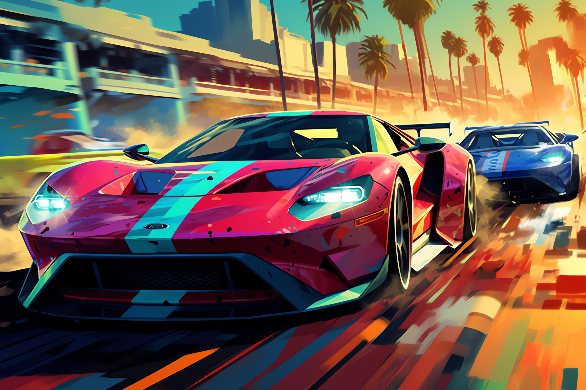 NFS Most Wanted setting, Rockport City races, ocean drive, Mia's character, competitive chase, HD Desktop Wallpaper