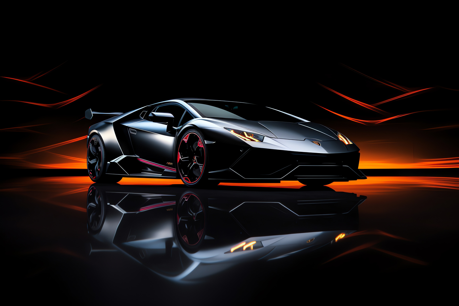 Lamborghini style, Black car allure, Modern vehicle, Mysterious design, Exotic car fascination, HD Desktop Image