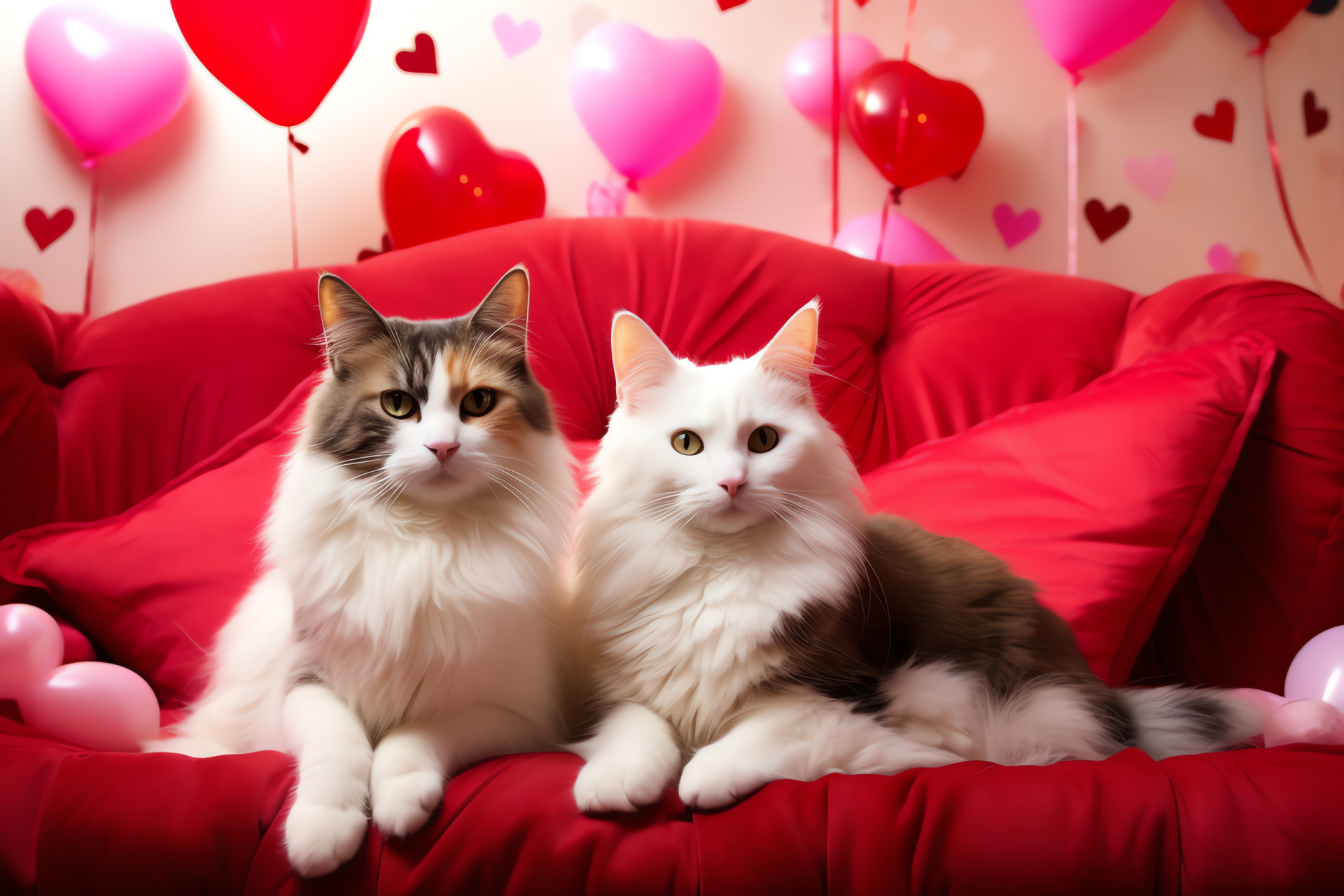 Amour of felines, Celebratory time, Commerce area, Cocoa confections, Floral arrangements, HD Desktop Image