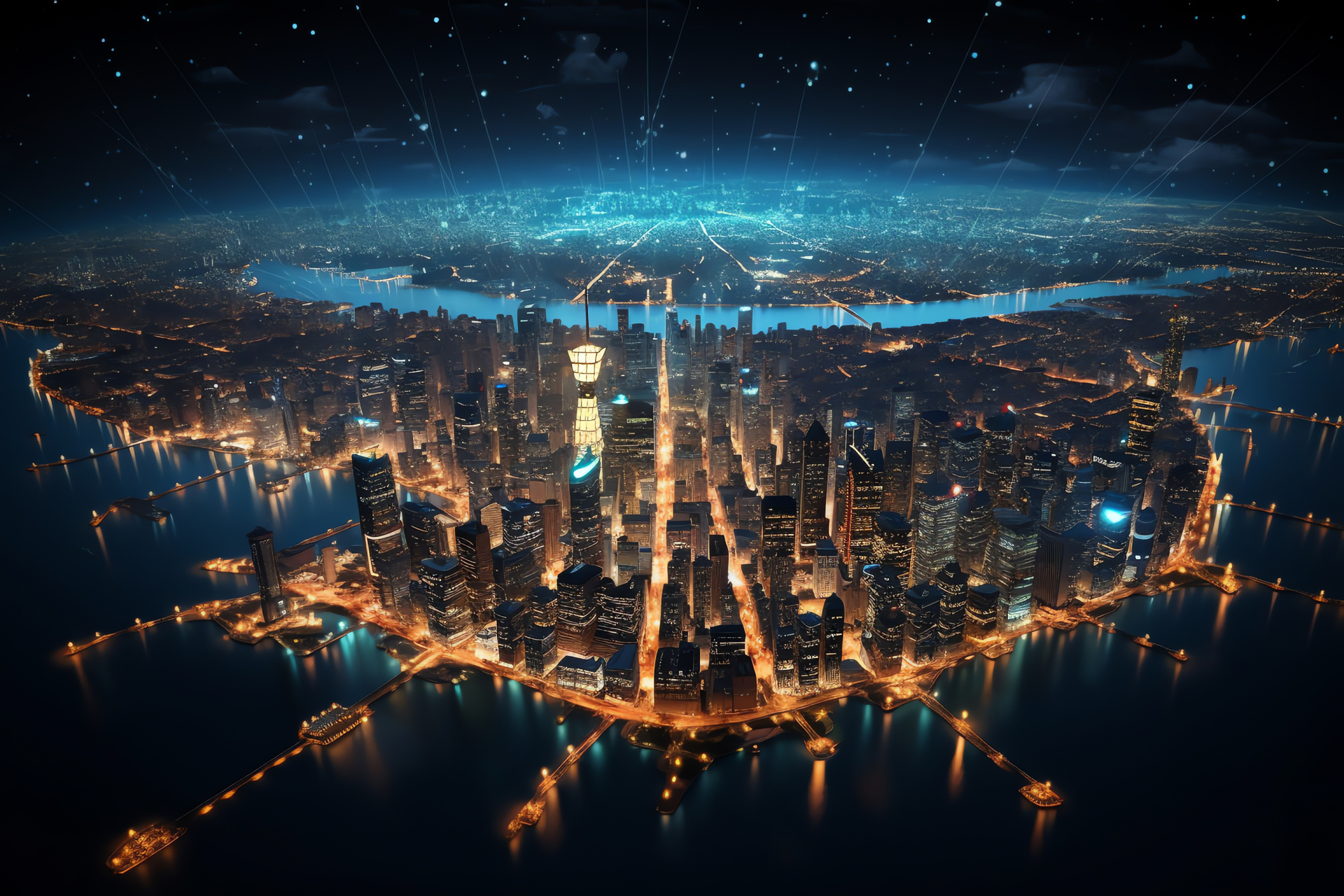 Nocturnal urban landscape, Luminous cityscape, Metro illumination, Global population density, Earth's nightscape, HD Desktop Image