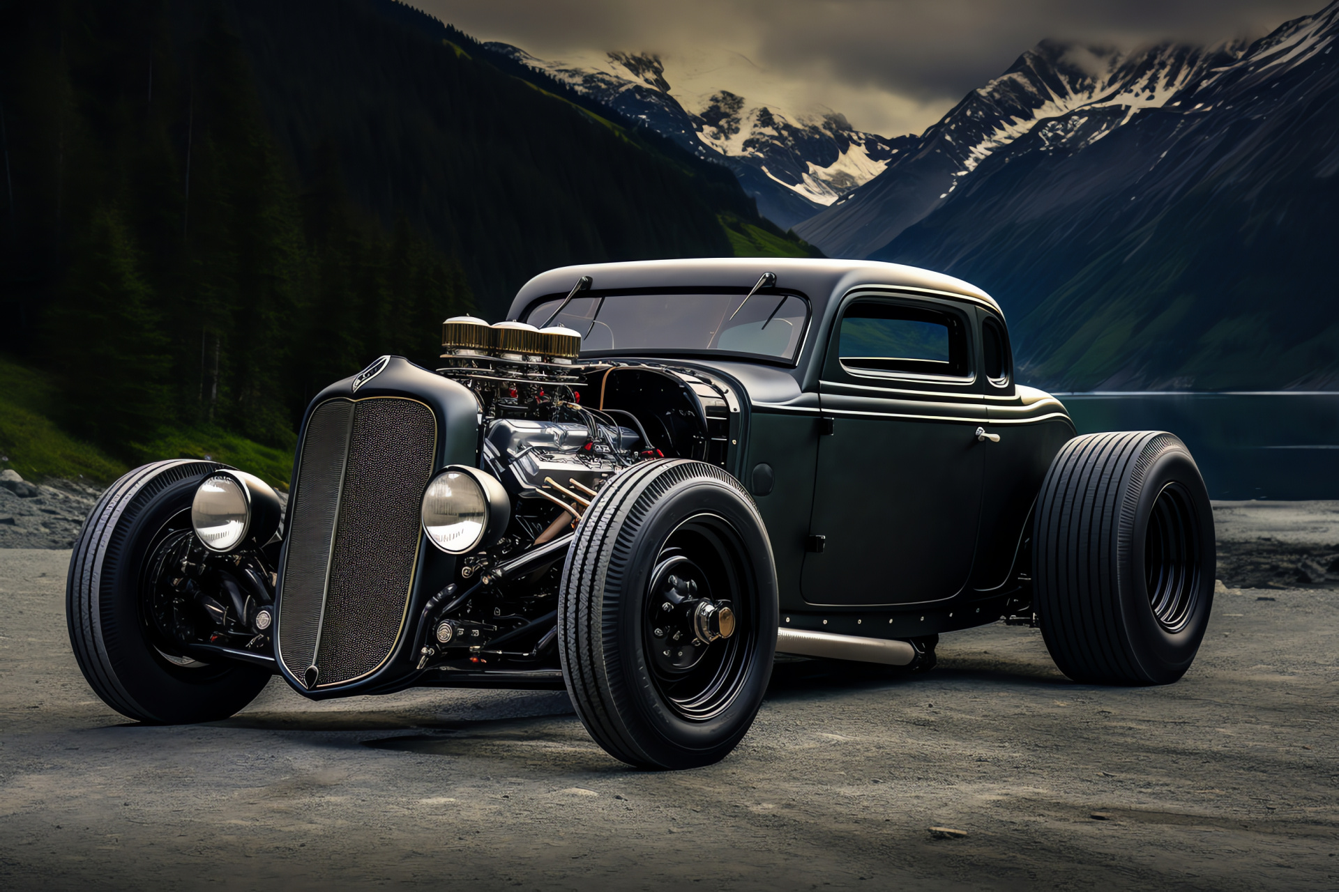 Custom Rat Rod, Alpine Performance, Polished Auto Surface, Sport-Striped Detail, Performance Suspension, HD Desktop Wallpaper