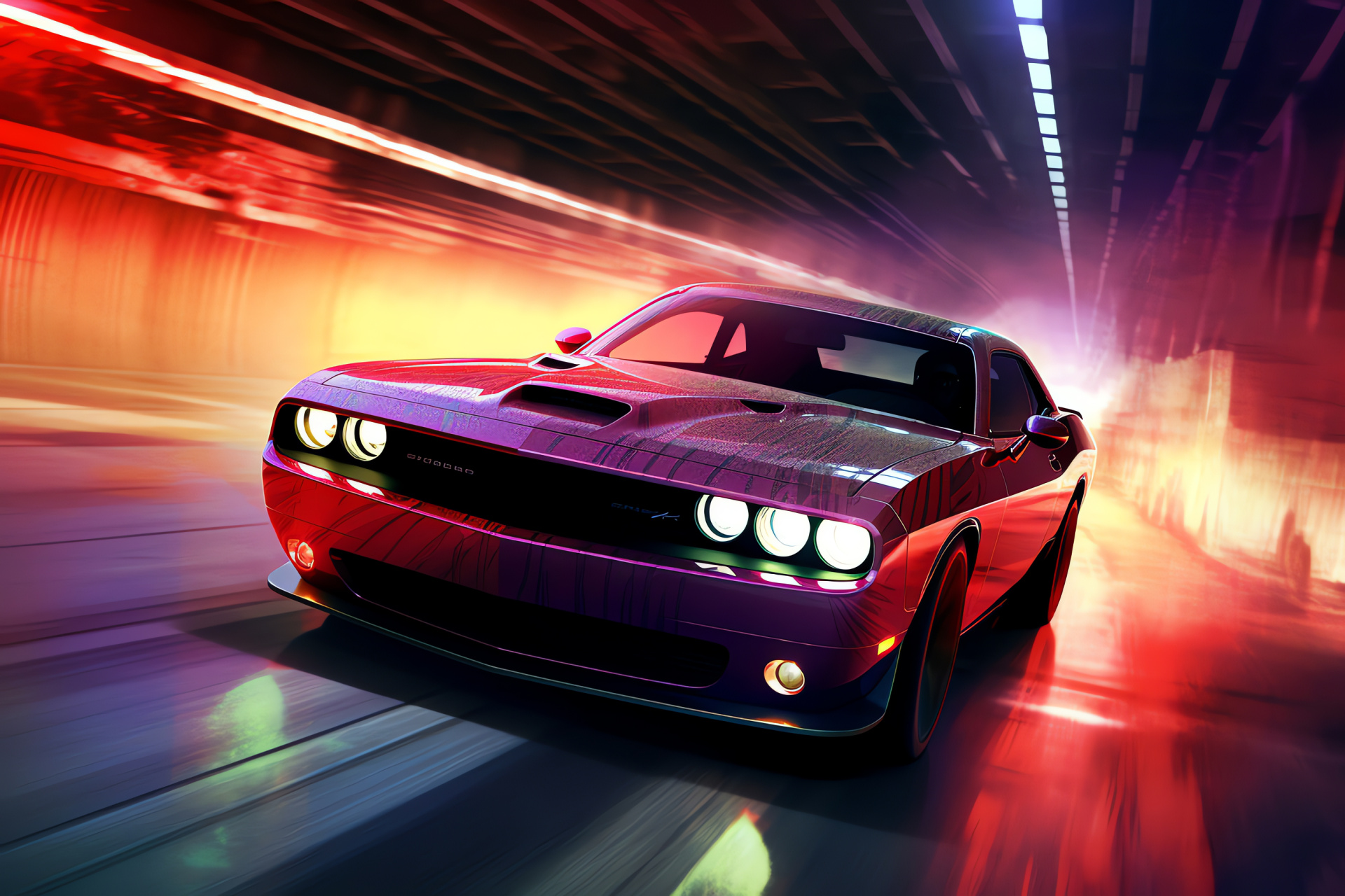 Need For Speed Most Wanted, Fairhaven urban scenery, Dodge muscle vehicle, Speed competition, Underpass route, HD Desktop Image