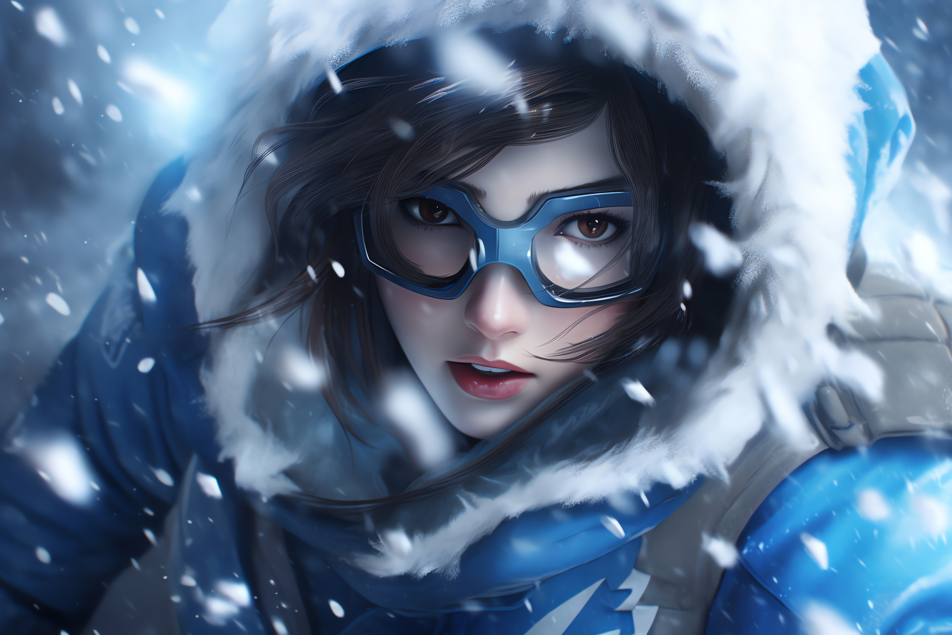 Videogame hero Mei, Friendly yet lethal, Strategic gameplay, Frost wave, Icy blue, HD Desktop Image