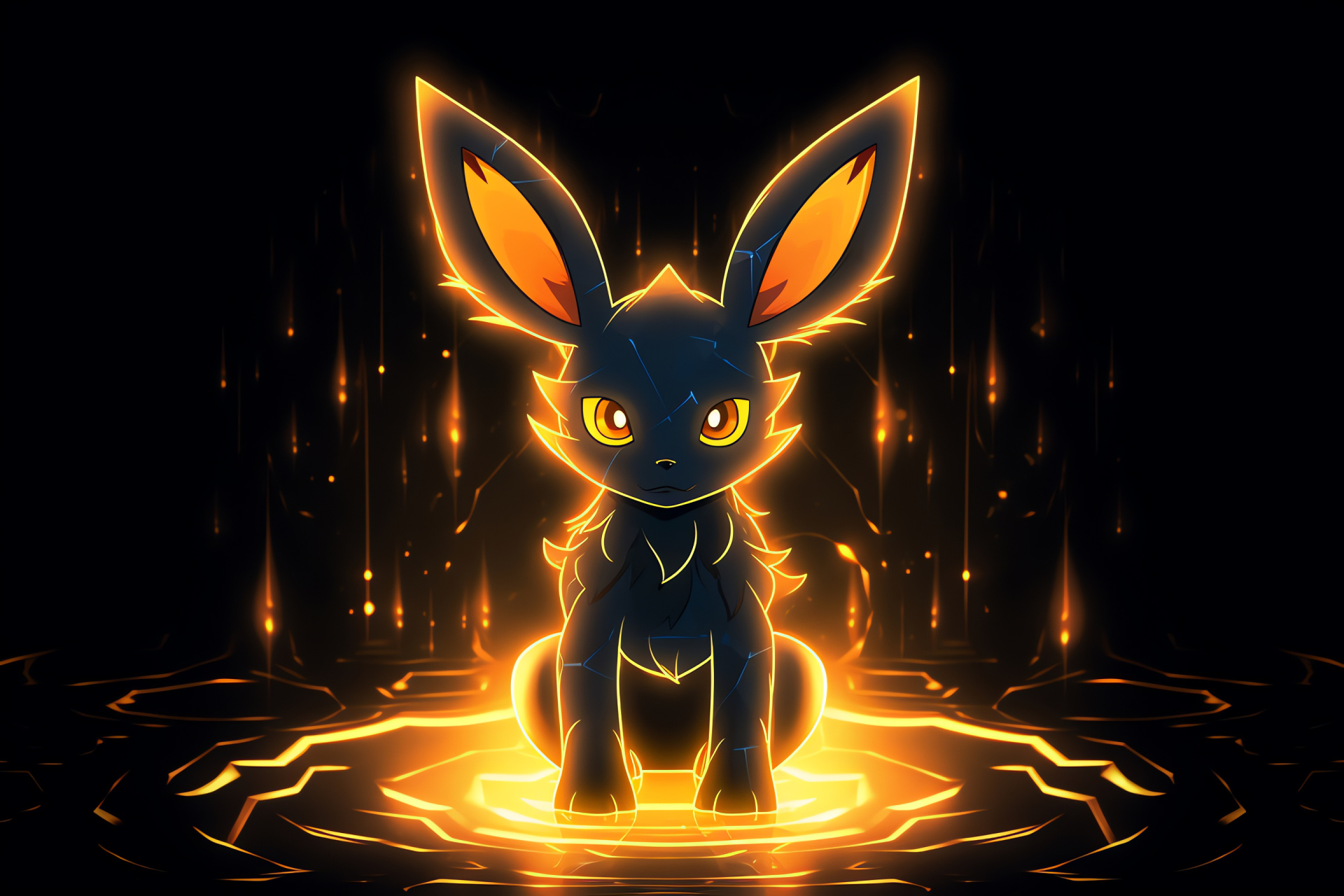 Umbreon in action, Eeveelution species, Glaring green-eyed Pokmon, Shadowy figure, Luminous backdrop, HD Desktop Wallpaper