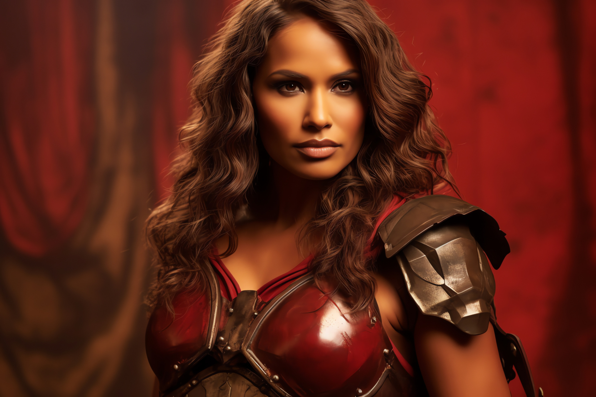 Lesley-Ann Brandt, Naevia character, Spartacus series, Gladiator costume, Television drama, HD Desktop Image