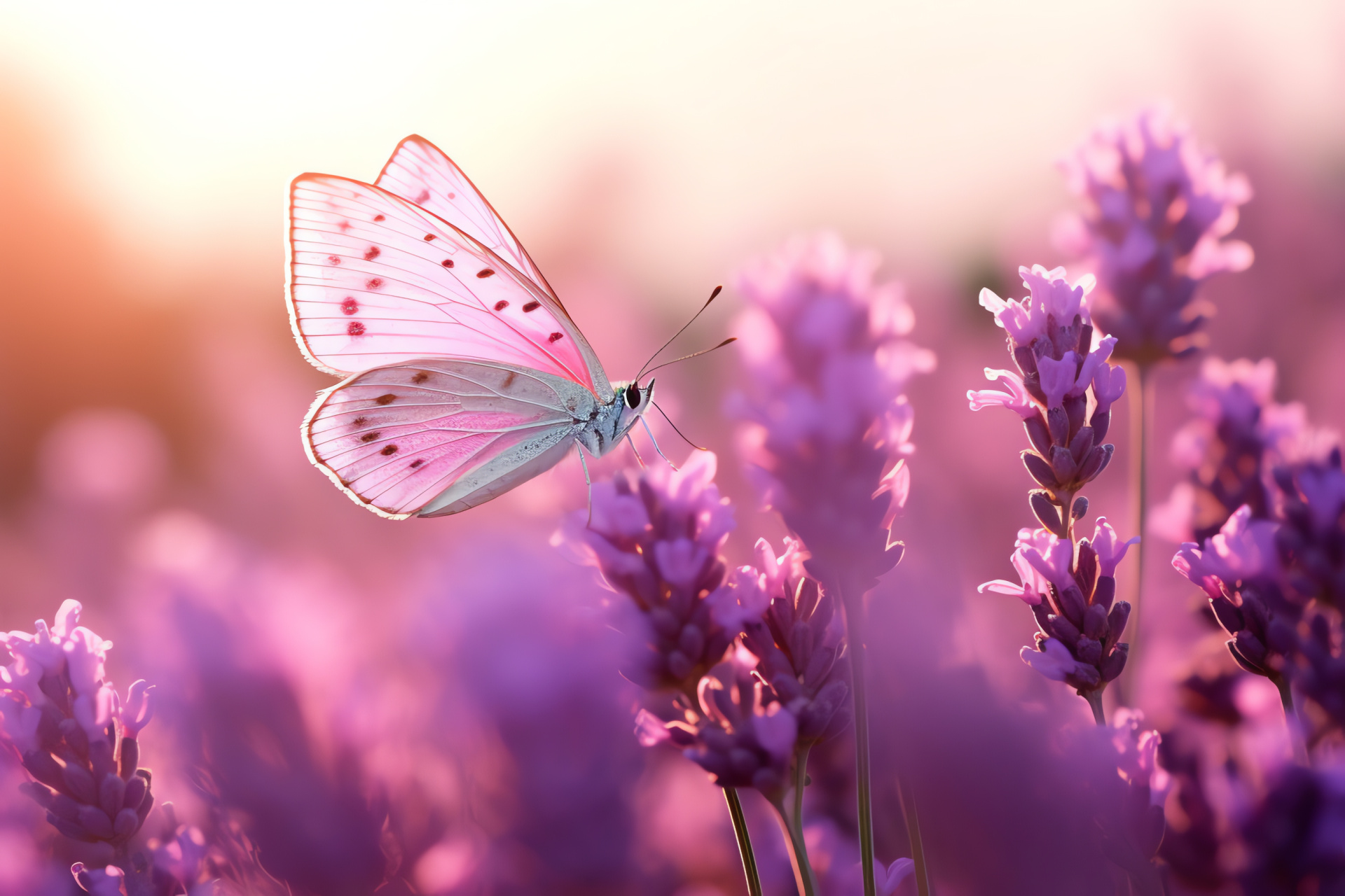 Pink Butterfly tenderness, fluttering insect, tranquil setting, wildlife subtlety, gentle fauna, HD Desktop Image