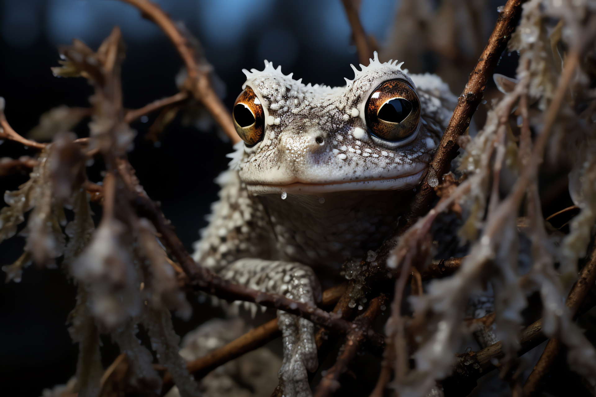 Earnest Tree Frog, Ruby scrutiny, Sepia epidermis, Pumice hue, Perching silhouette, HD Desktop Image