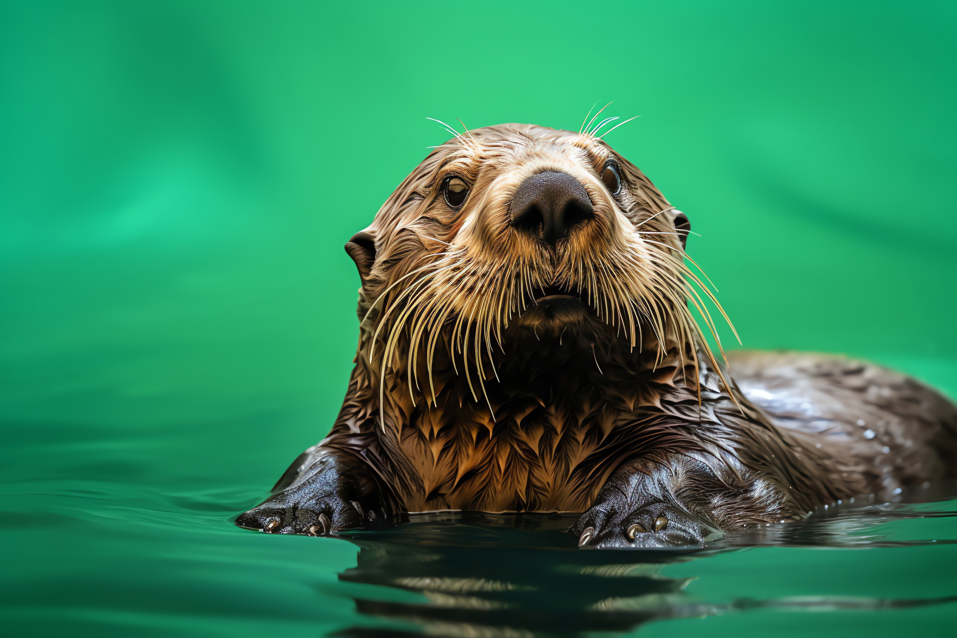 Playful sea otter, Otter fur color, Marine floatation, Joyful animal, Tranquil waters, HD Desktop Wallpaper