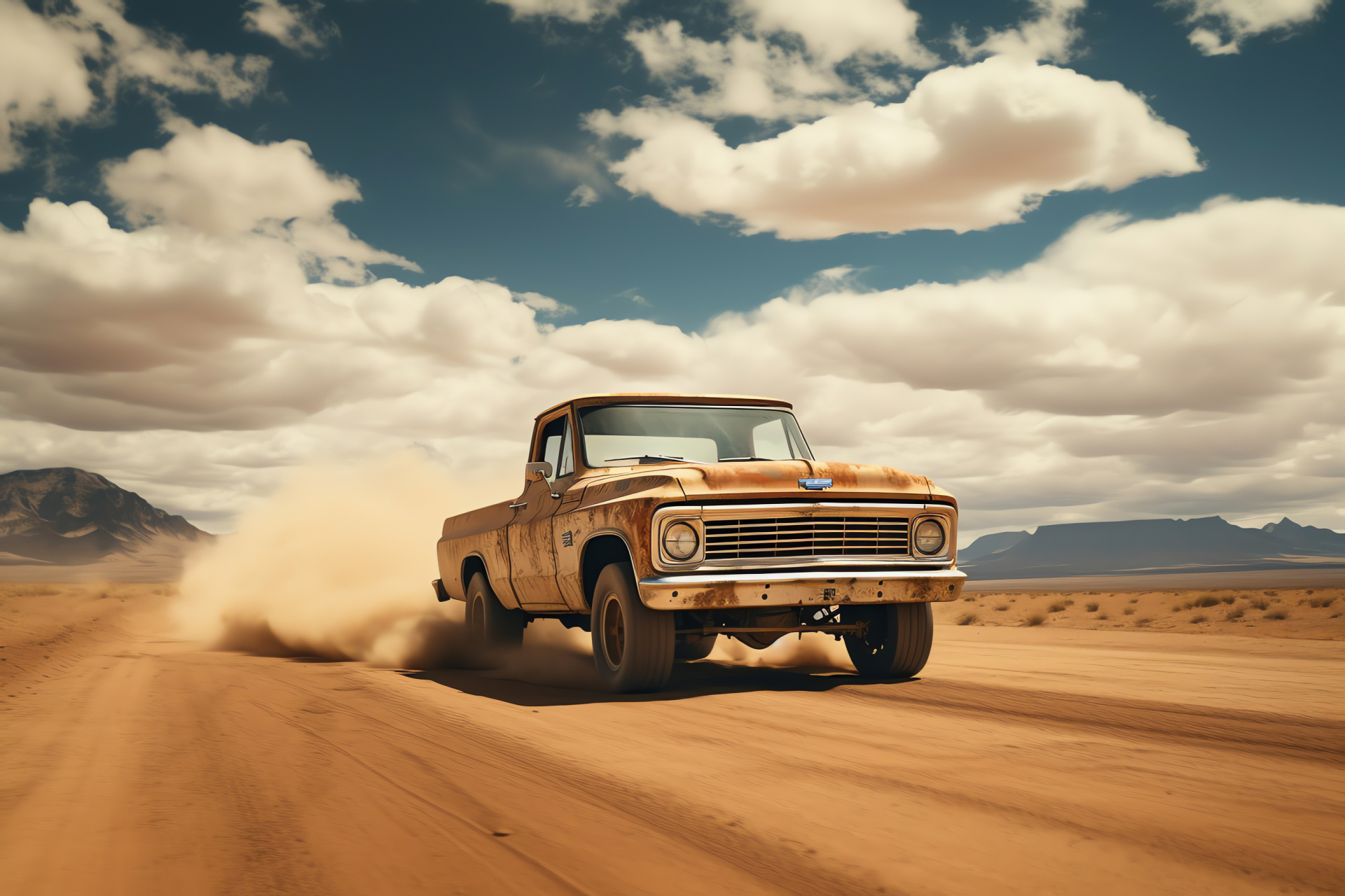 Old Chevy pickup, Desert exploration, Durable truck build, Lifted vehicle, Open landscapes, HD Desktop Wallpaper