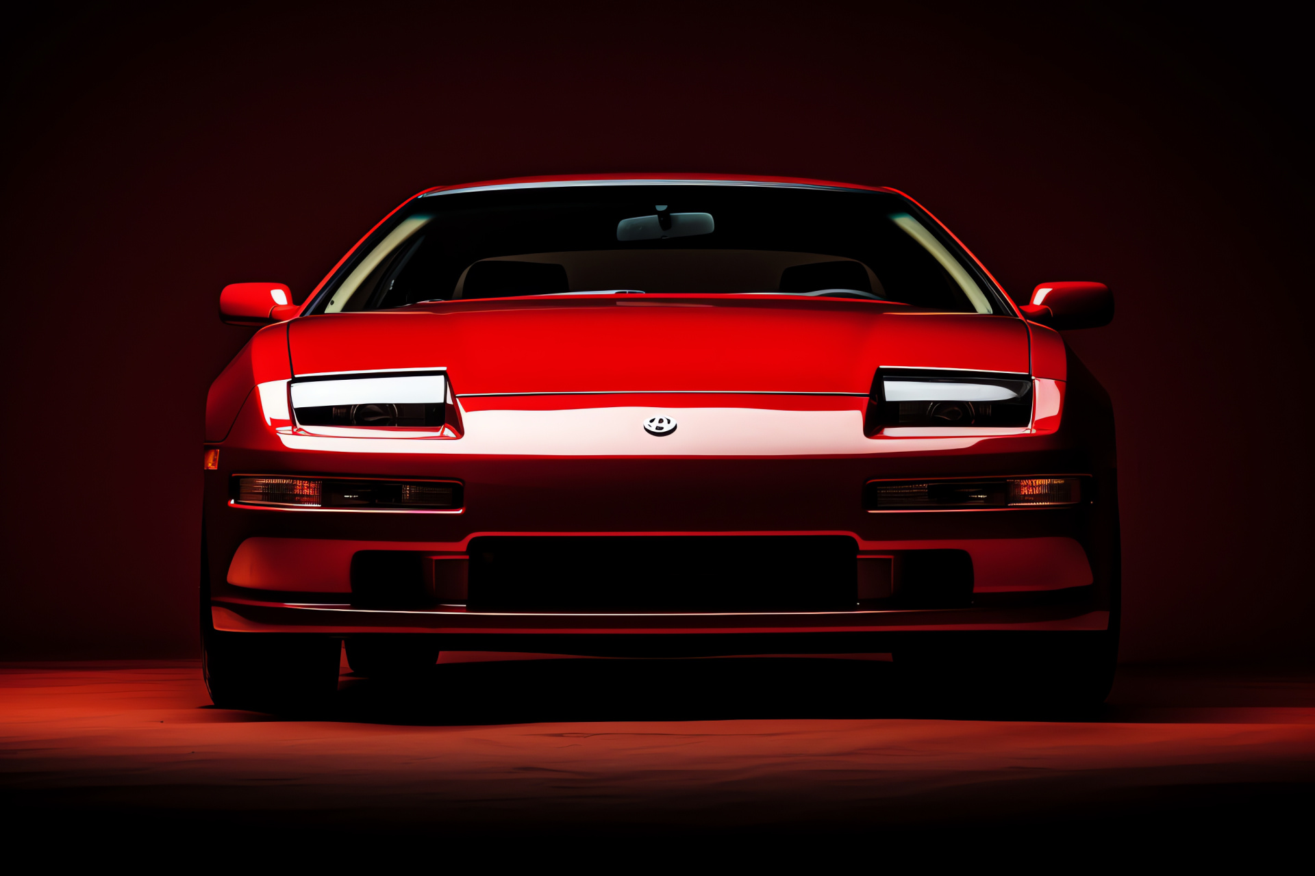 Nissan 300ZX, Vivid portrait, Crimson palette, Shining reflection, Compelling frame, HD Desktop Wallpaper