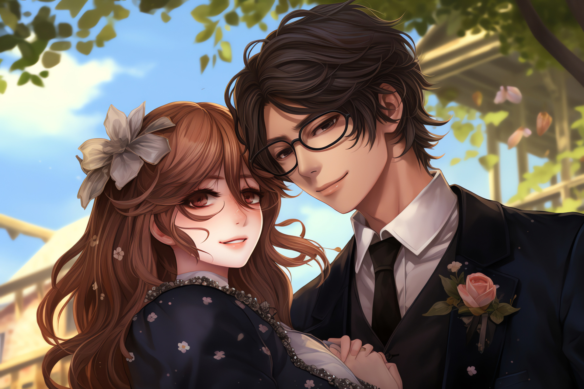 Mystic Messenger Jumin Han, Virtual pet Elizabeth cat, Serene virtual garden, Interactive story game, Serene narrative moment, HD Desktop Wallpaper