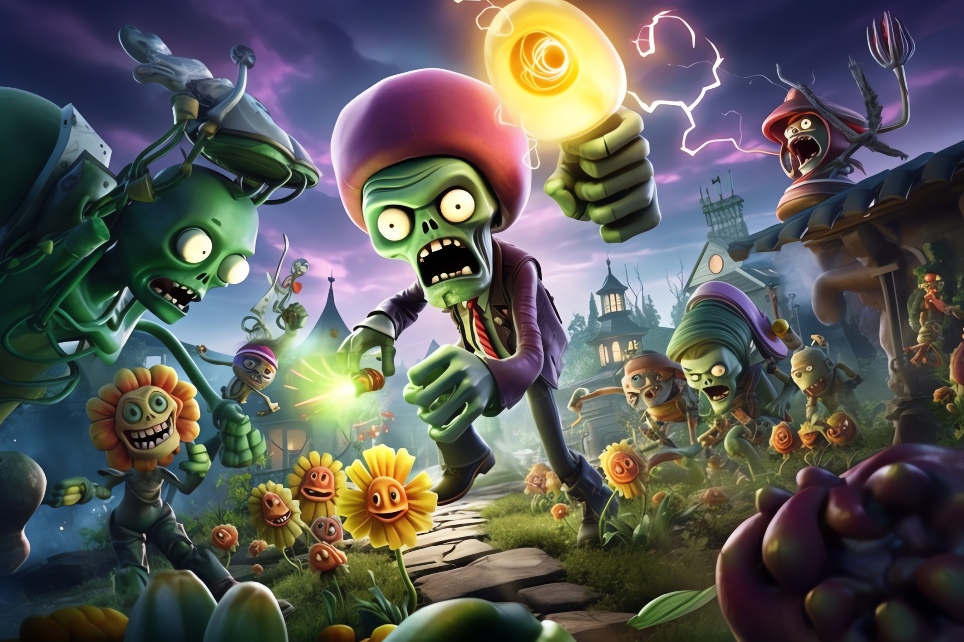 Garden Warfare enemies, Zombie team, All-Star brute, Scientist role, Engineer class, HD Desktop Image