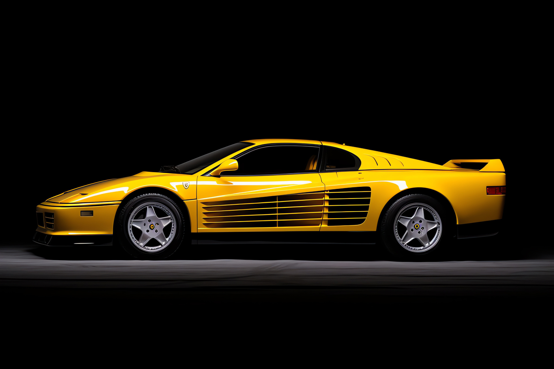 Ferrari Testarossa 1991, Italian design, Two-tone sports car, Prancing Horse marquee, Automotive classic, HD Desktop Image