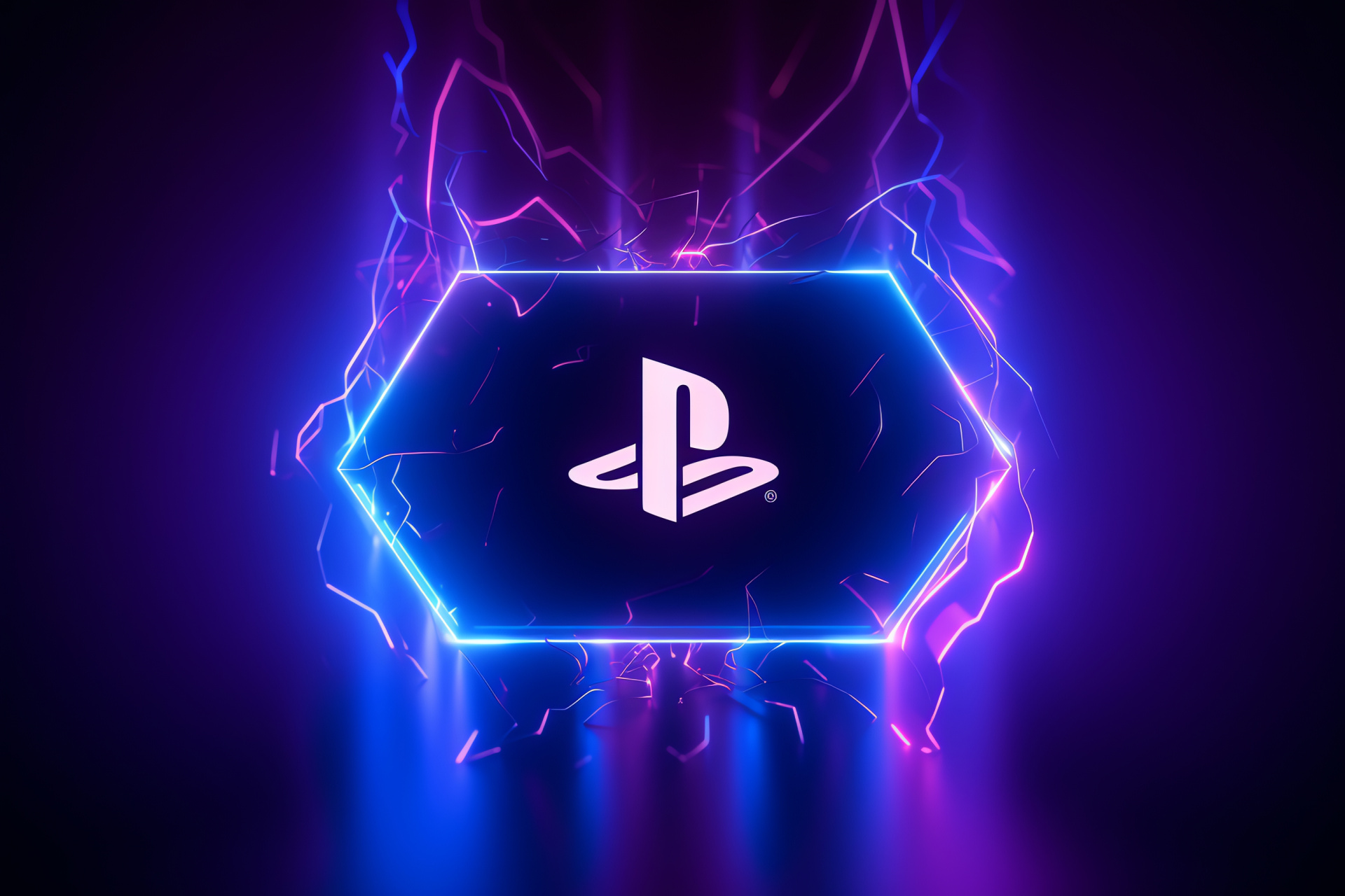 Dynamic PlayStation logo, Luminous pattern, Console identifier, Video gaming, Bright display, HD Desktop Wallpaper