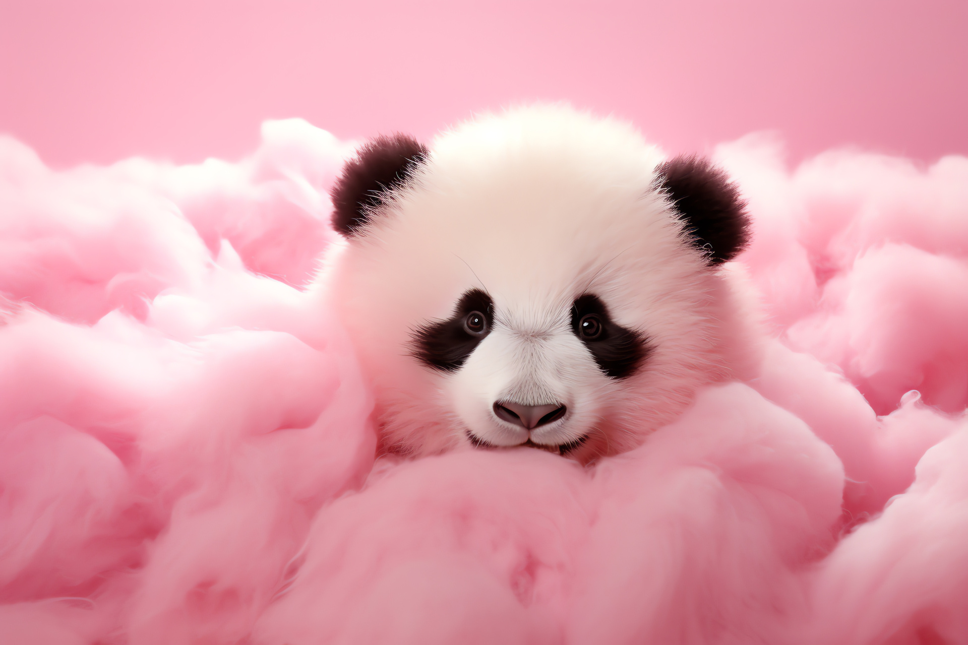 Pink Panda fantasy, Cute animal, Whimsical creature, Magical nature, Dream world, HD Desktop Wallpaper