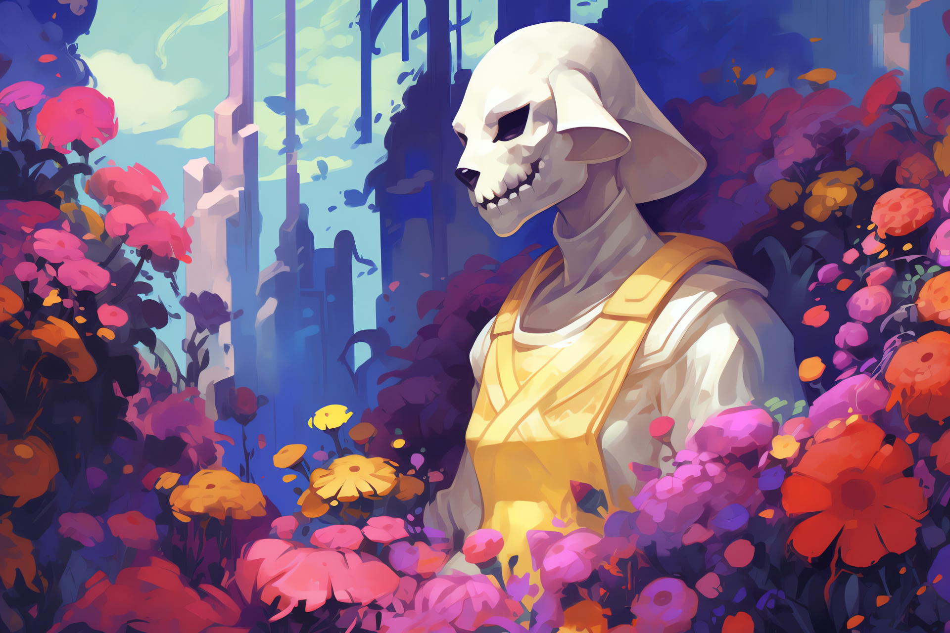 Toriel, Blossoming flora, Undertale caretaker, Ruins realm, Motherly figure, HD Desktop Wallpaper