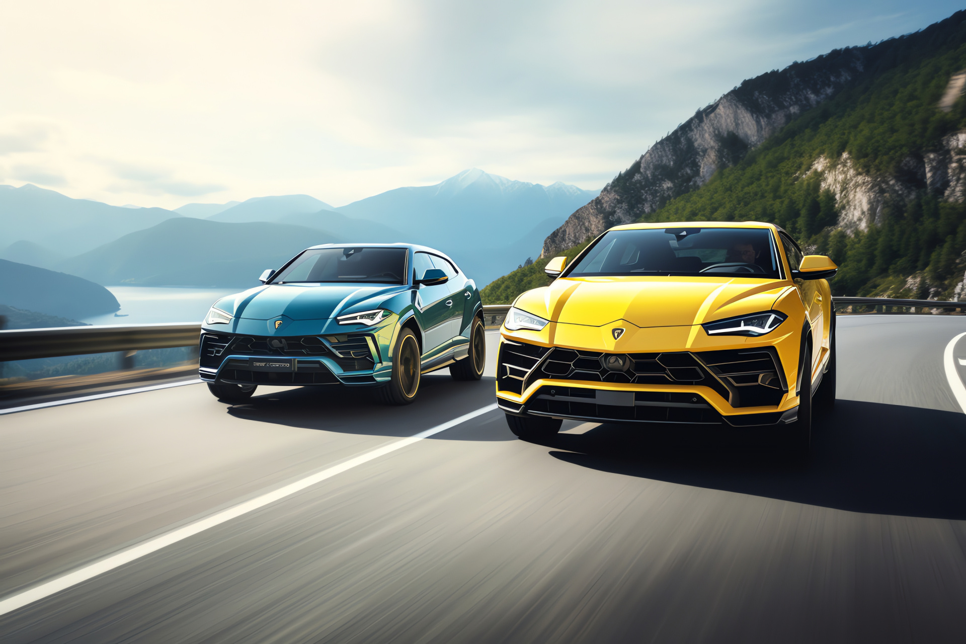 Lamborghini Urus, performance SUV, iconic racetrack, kinetic photography, sporty aesthetic, HD Desktop Image