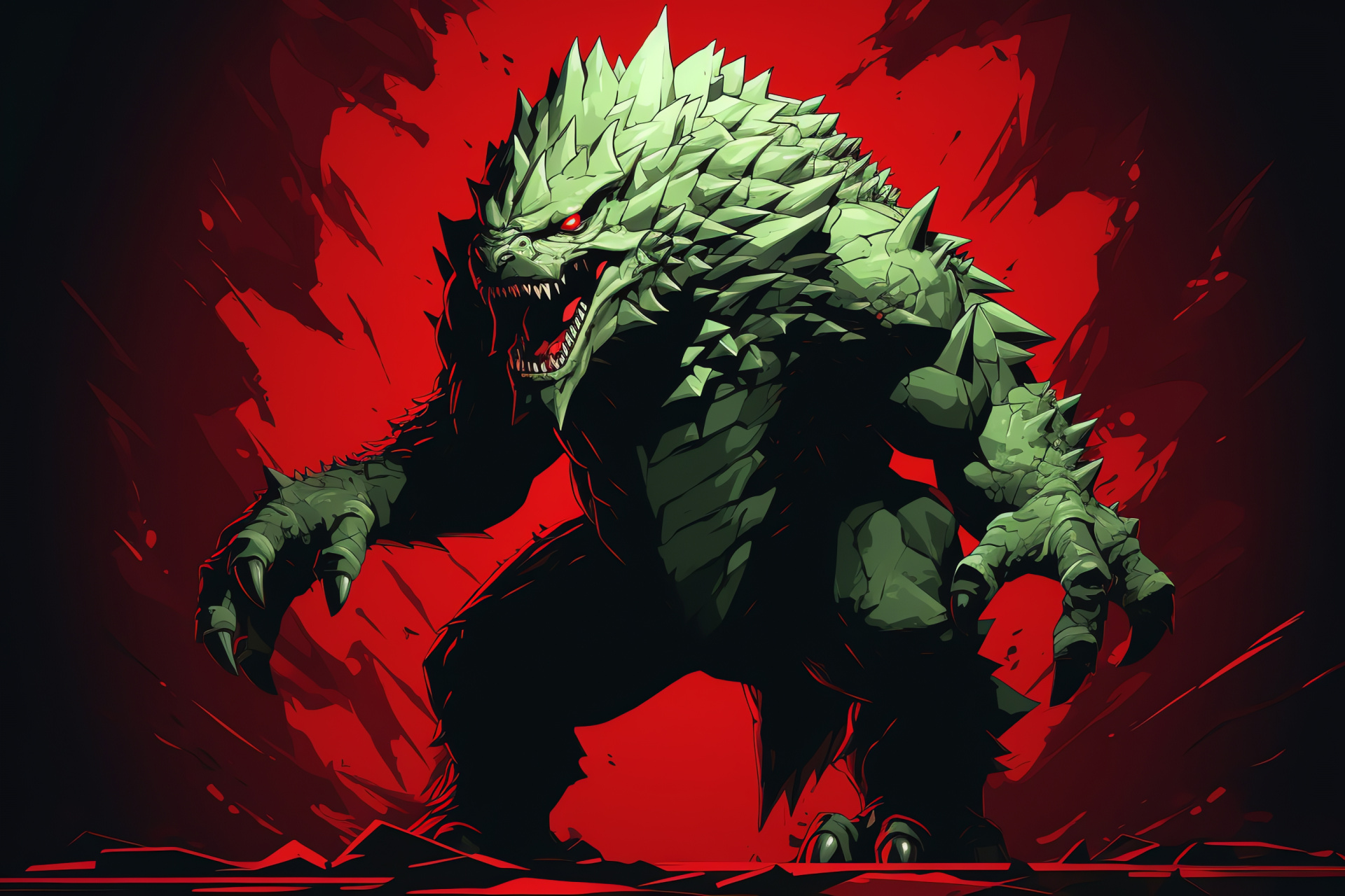 Tyranitar in Pokemon, Battle-ready stance, Dark-type Pokmon, Menacing aura, Raw power, HD Desktop Image