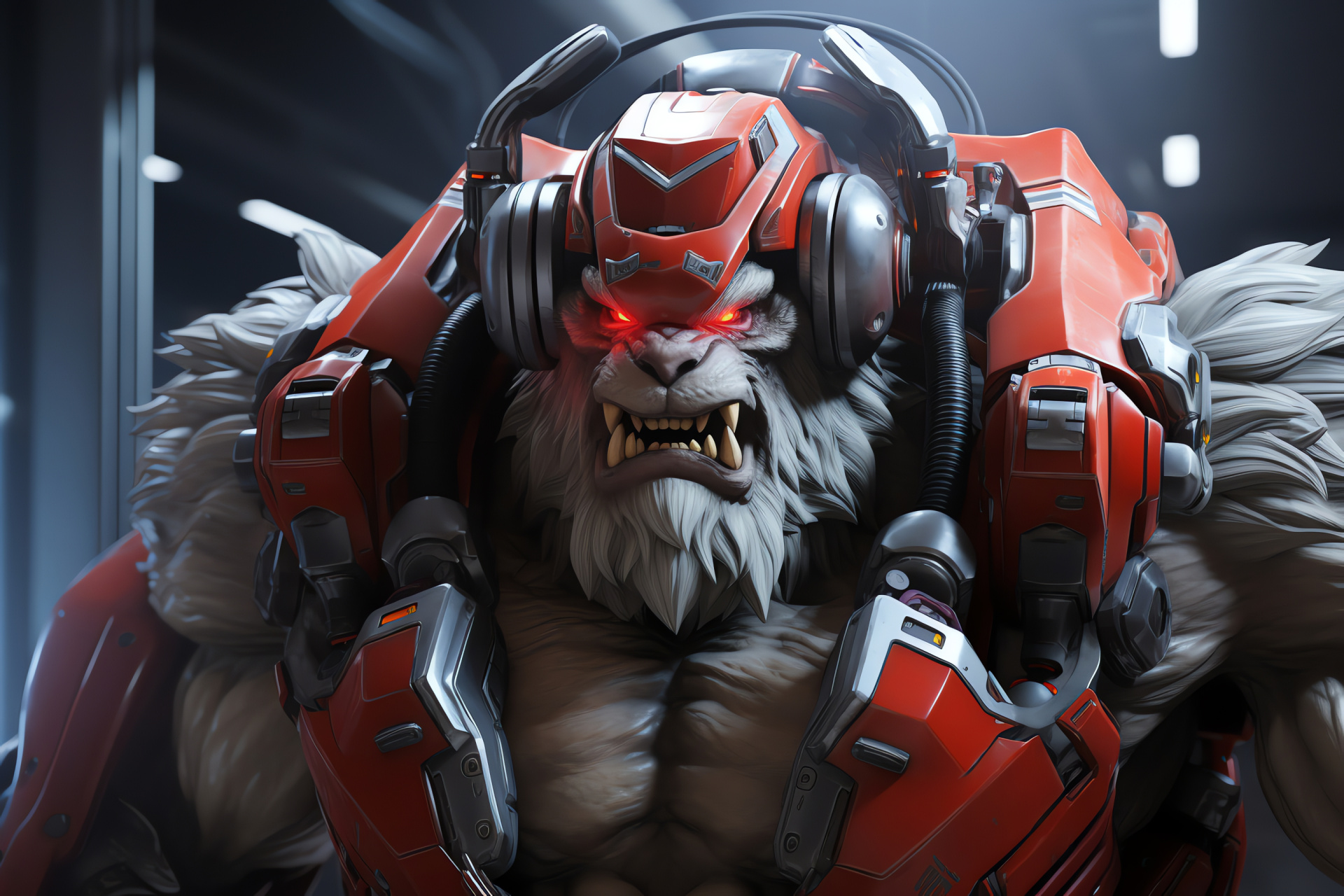 Winston Overwatch, Gorilla scientist, Primal power, Robotic technology, Gaming icon, HD Desktop Image