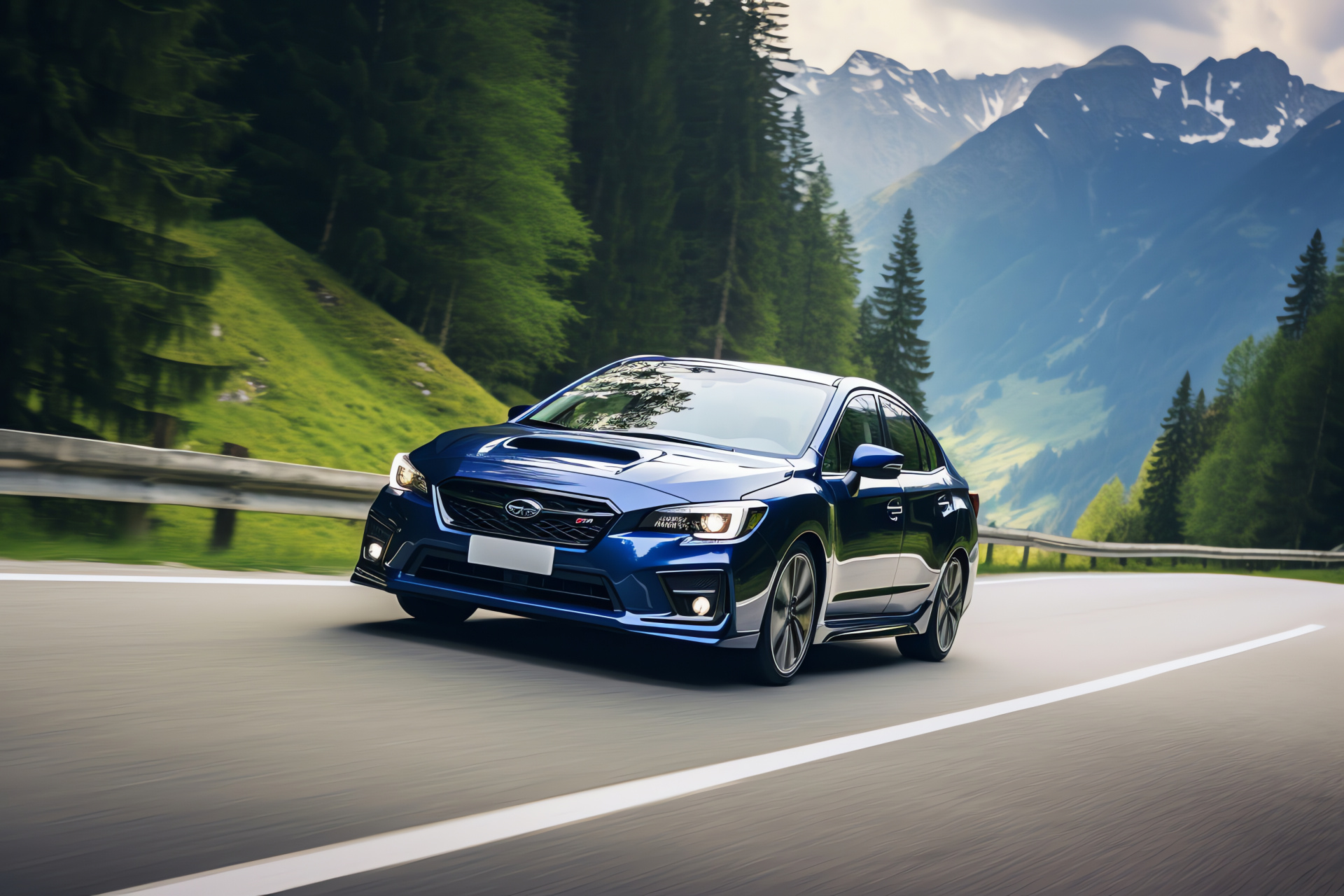 Subaru Levorg GT, Swiss Alpine roads mastery, downhill driving thrill, charged performance, engineering excellence, HD Desktop Image