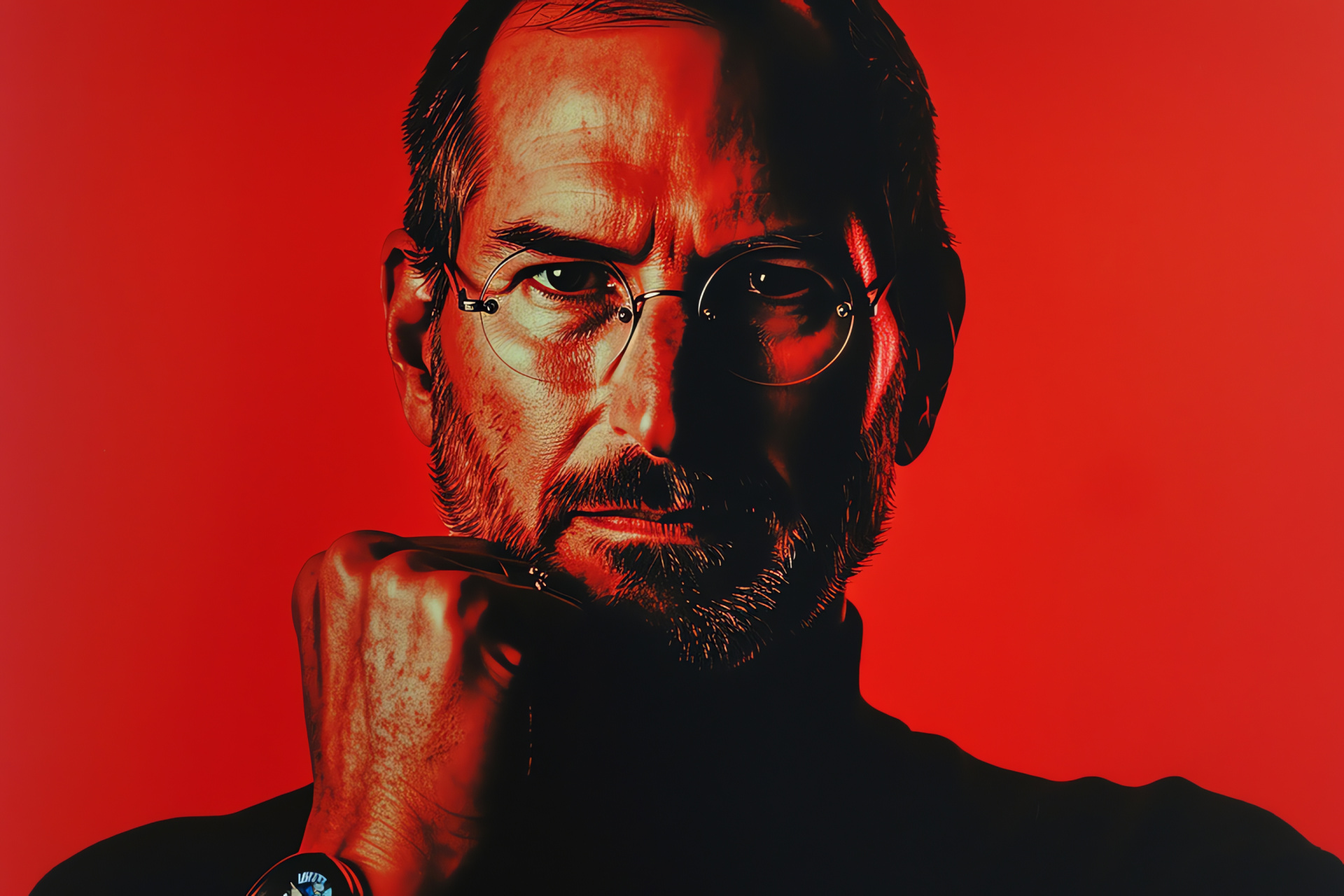 Apple visionary Steve Jobs, Business leader portrait, Silicon Valley entrepreneur, Advanced wearable tech, Product creation, HD Desktop Wallpaper