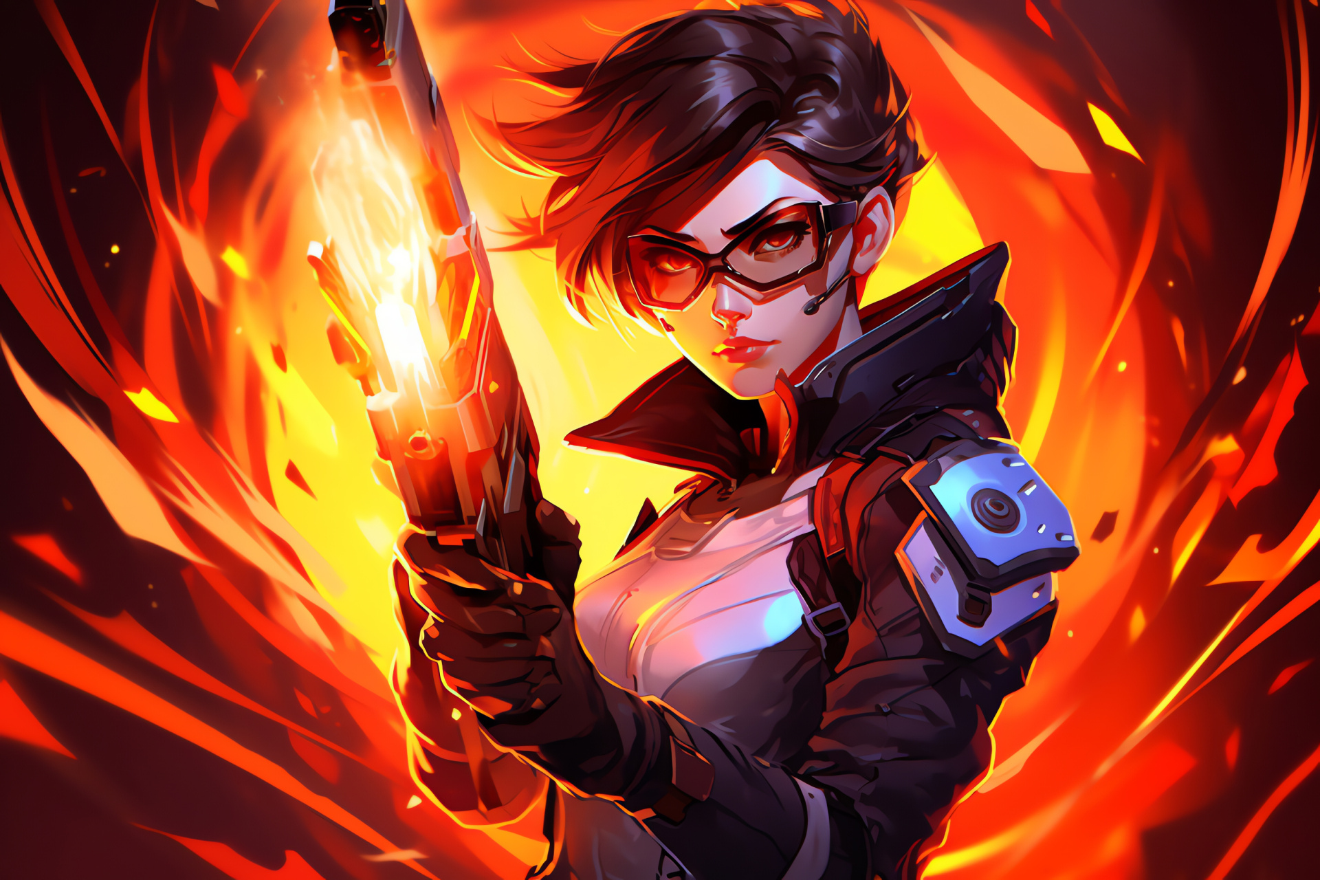 Overwatch game Tracer, Time vortex, Courageous wanderer, Engrossing figure, Heroic imagery, HD Desktop Wallpaper