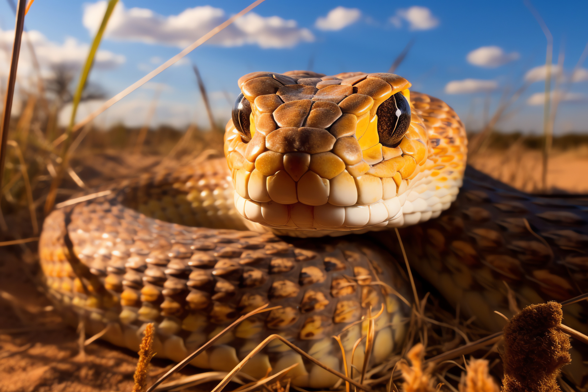 Cape Cobra specimen, elongated form, enchanted desert, predatory species, South African fauna, HD Desktop Wallpaper