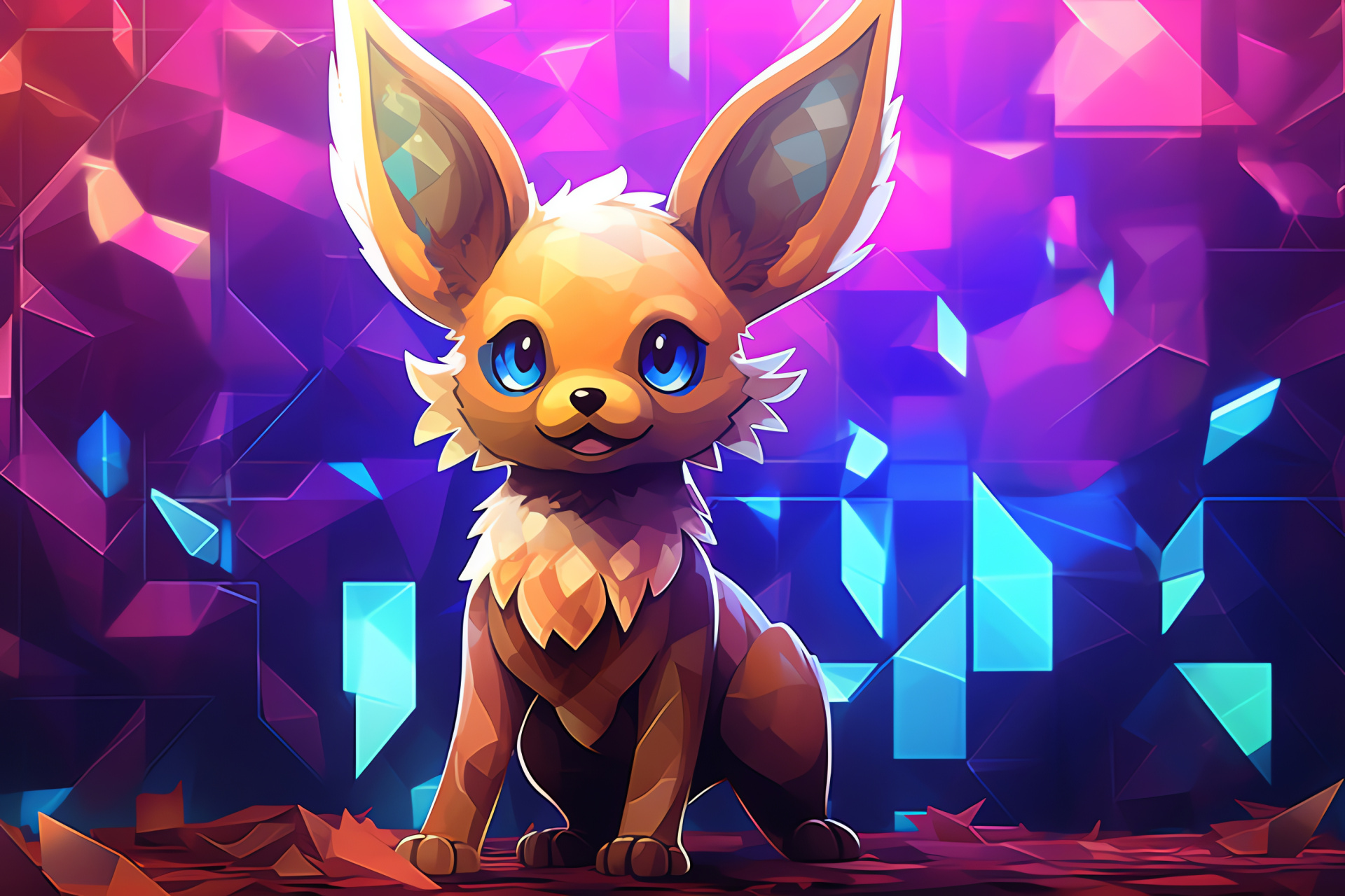 Eevee variety, Gentle texture, Naive gaze, Fluffy appendage, Eevee traits, HD Desktop Wallpaper