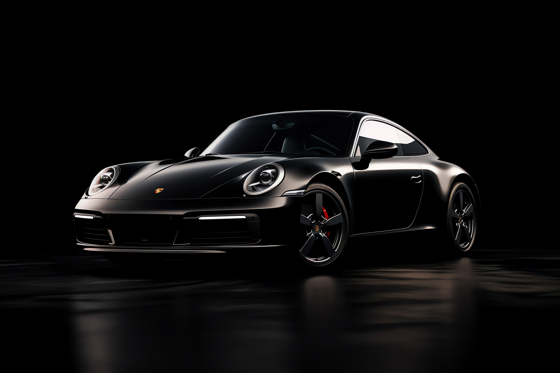 Stark Porsche 911, Blackened environment, Top down viewpoint, Car Structural essence, HD Desktop Wallpaper