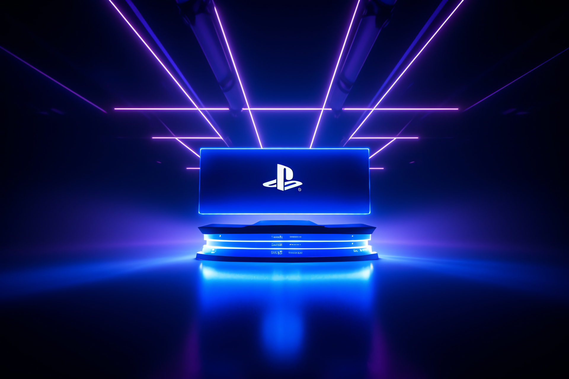 Gaming logo PS4, Vibrant contrast background, Bright purple hue, Neon green shade, Luminous streaks, HD Desktop Wallpaper