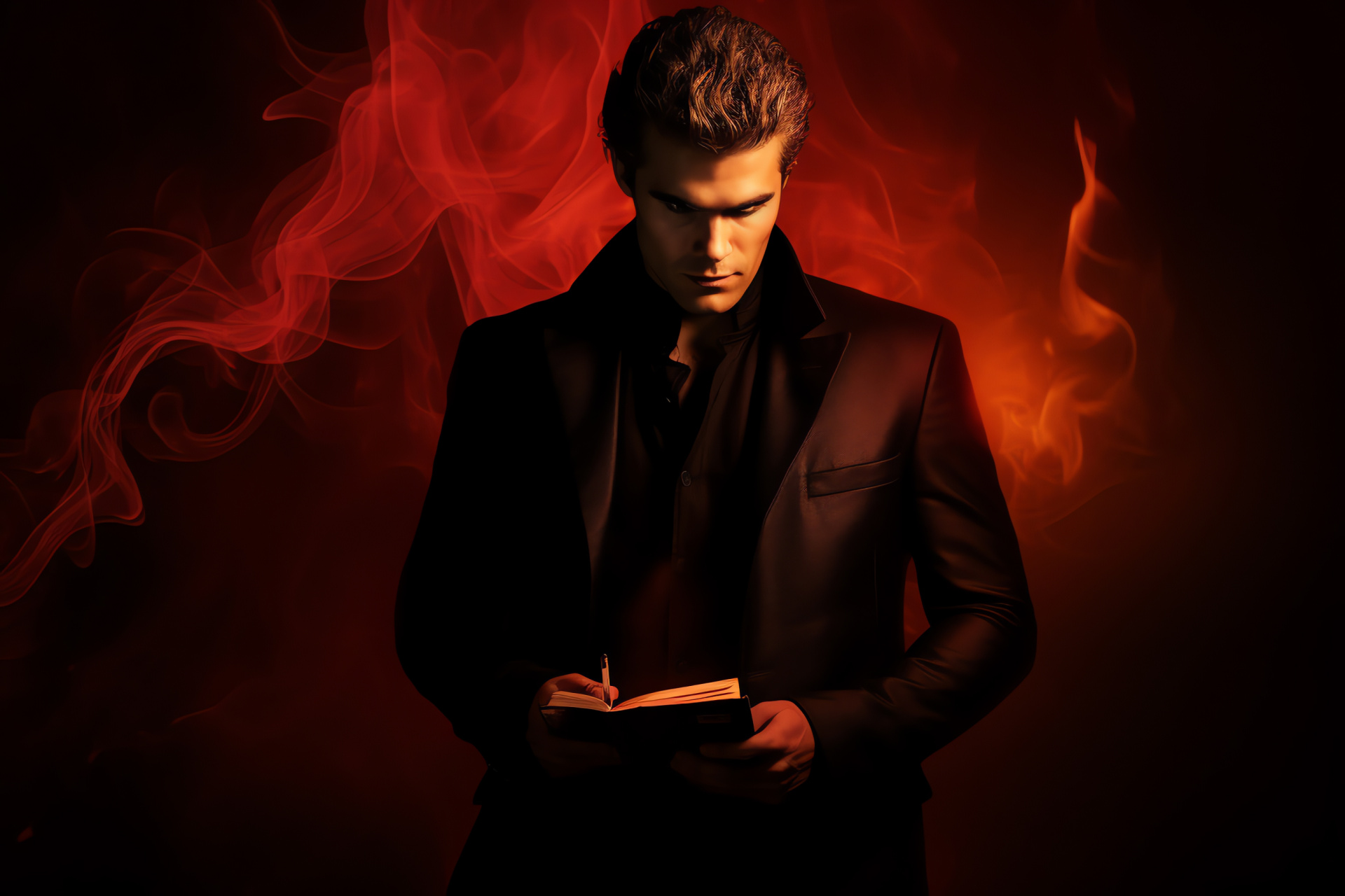 Paul Wesley's role, Stefan Salvatore image, Supernatural drama series, piercing gaze, charmed audience, HD Desktop Image