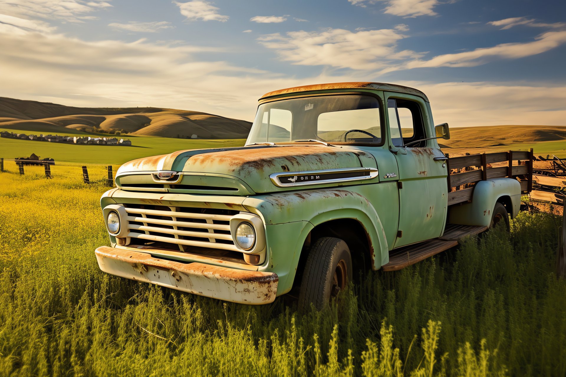 Ford truck heritage, Agricultural transport, Vintage pickup, Sunlit fields, Rustic charm, HD Desktop Wallpaper