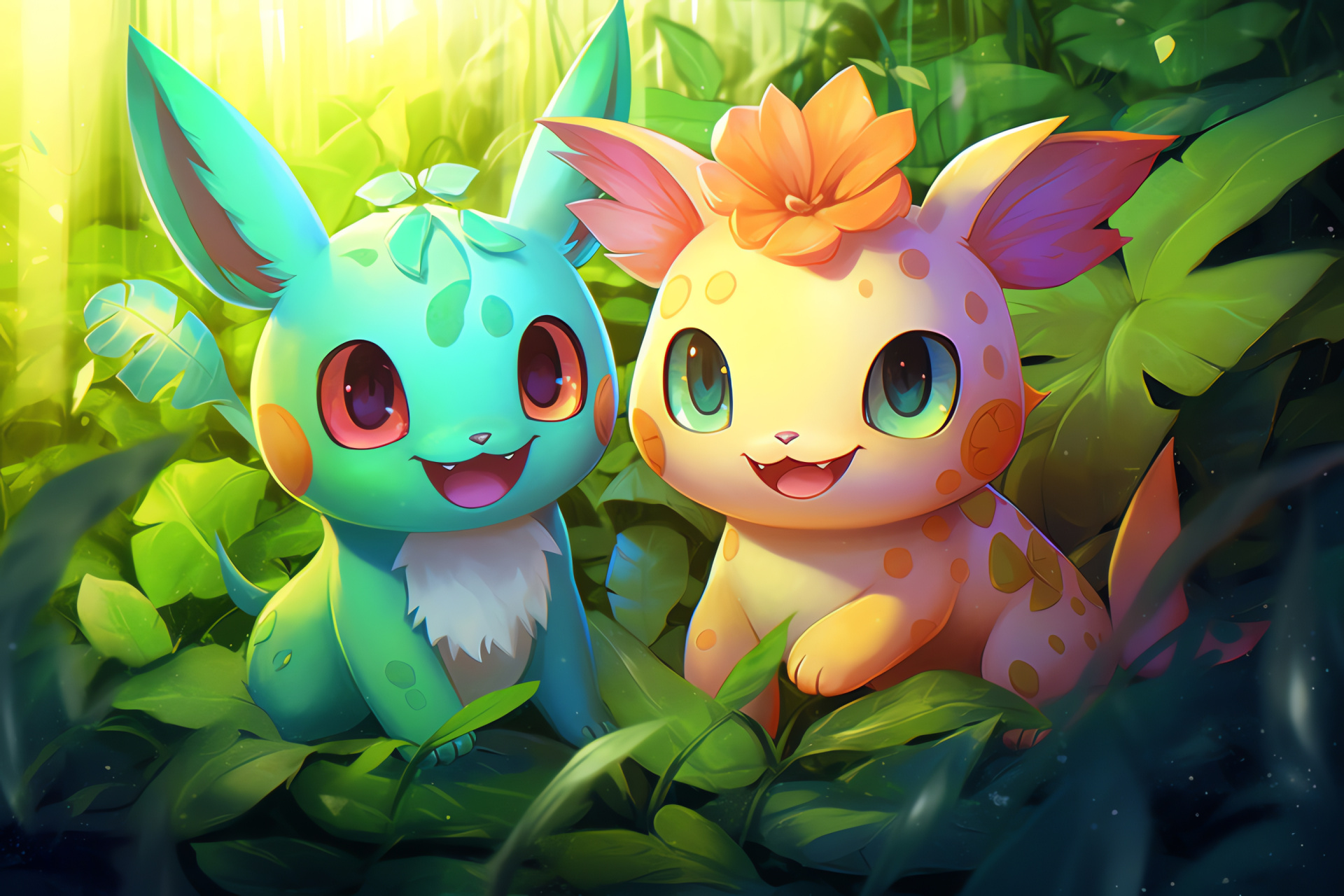 Pokemon assembly, Bulbasaur charm, Leafeon lushness, Lilligant floral, Jungle adventure, HD Desktop Wallpaper