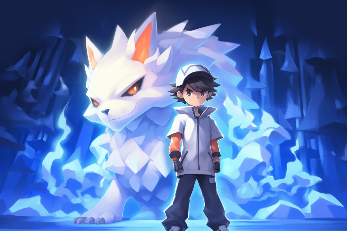 Pokemon White protagonist, Determined youth, Deep gaze, Sturdy stance, Trainer persona, HD Desktop Wallpaper