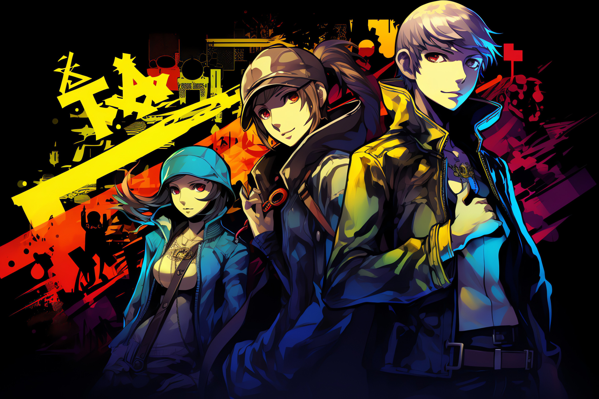 Investigation Team digital, Midnight Channel visualization, Inaba's mystery, Artistic Persona game, HD exploration, HD Desktop Wallpaper