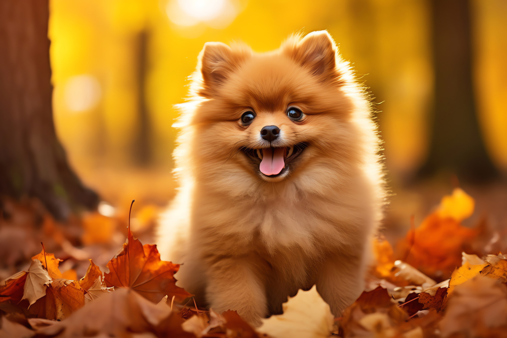 Pomeranian puppy, Toy Spitz, Companion dog, Energetic puppy, Fluffy coat, HD Desktop Image