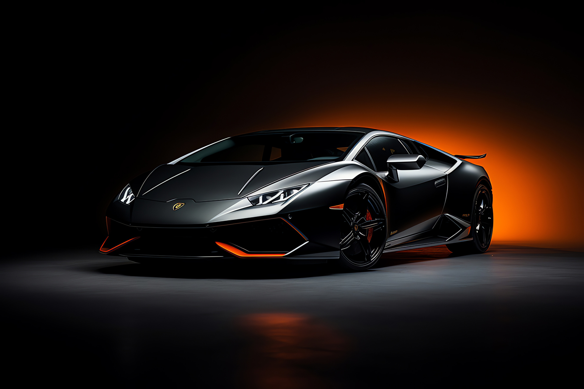 Lamborghini Huracan STO, Vibrant Orange Car, High-performance Vehicle, Lamborghini New Model, Sleek Dark Setting, HD Desktop Wallpaper