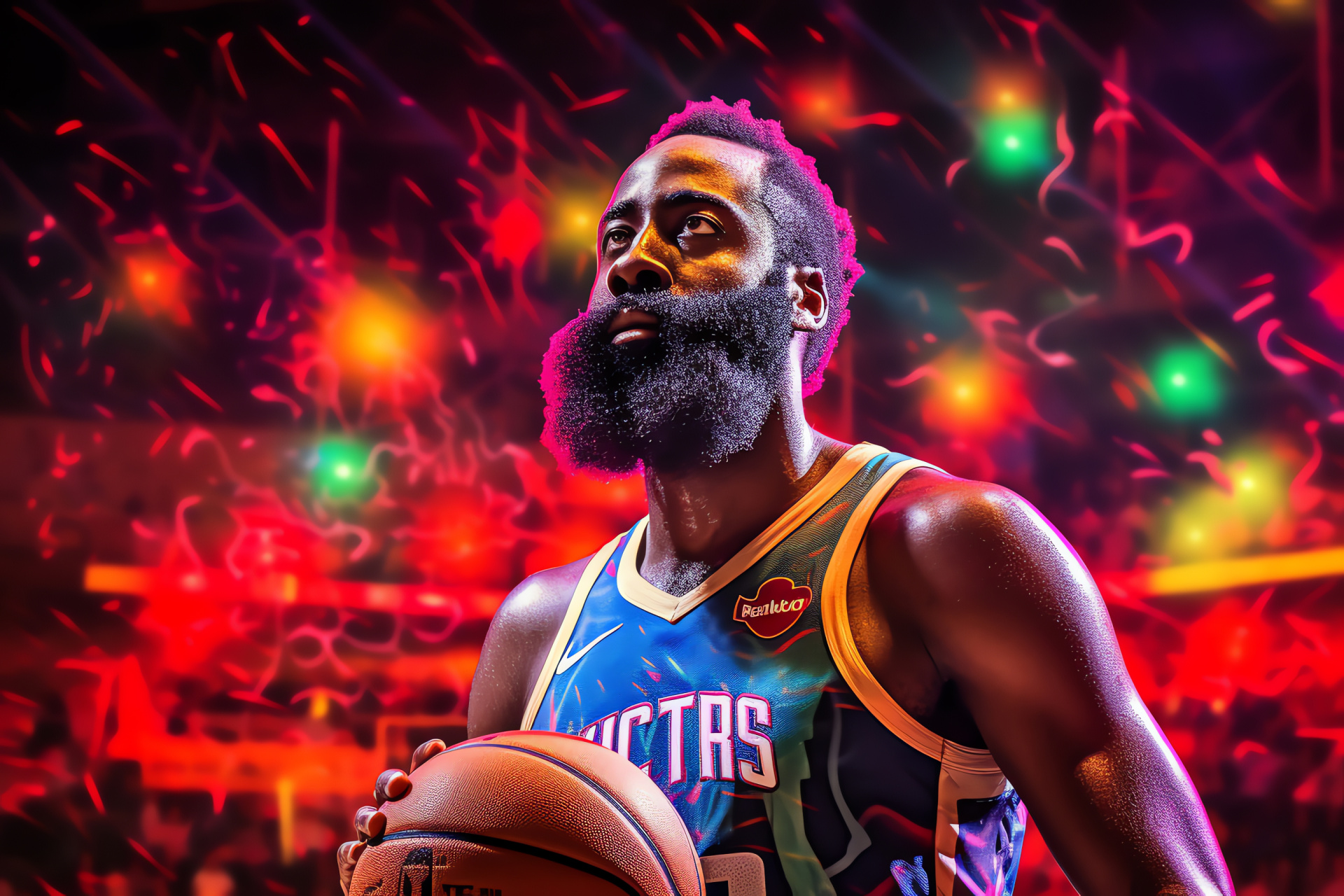 NBA Live gameplay, Gaming platform, James Harden skills, Scoring technique display, Virtual basketball court, HD Desktop Image