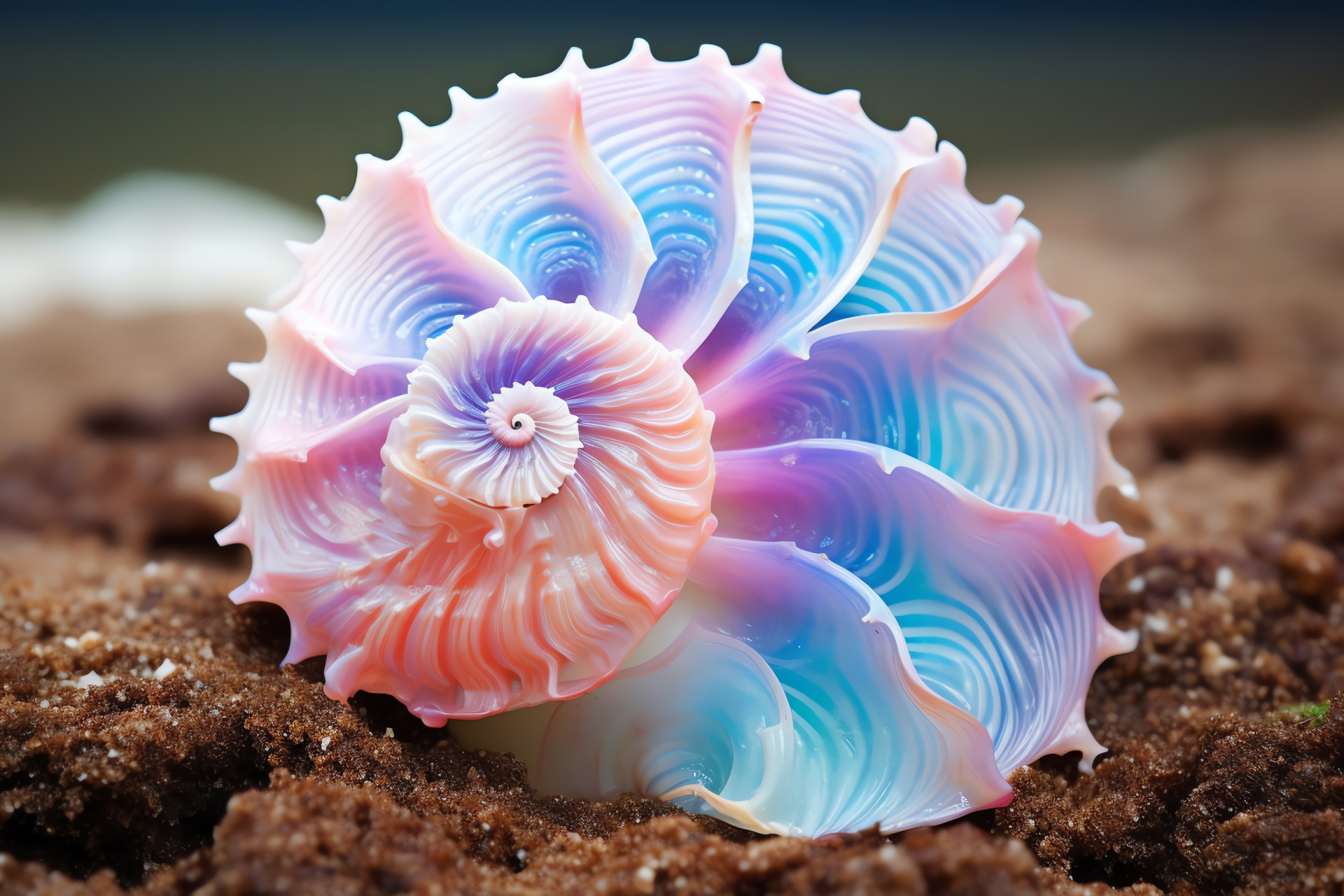 Marine nautilus, Ocean shell patterns, Coral ecosystem, Marine biology, Colorful sea creature, HD Desktop Image