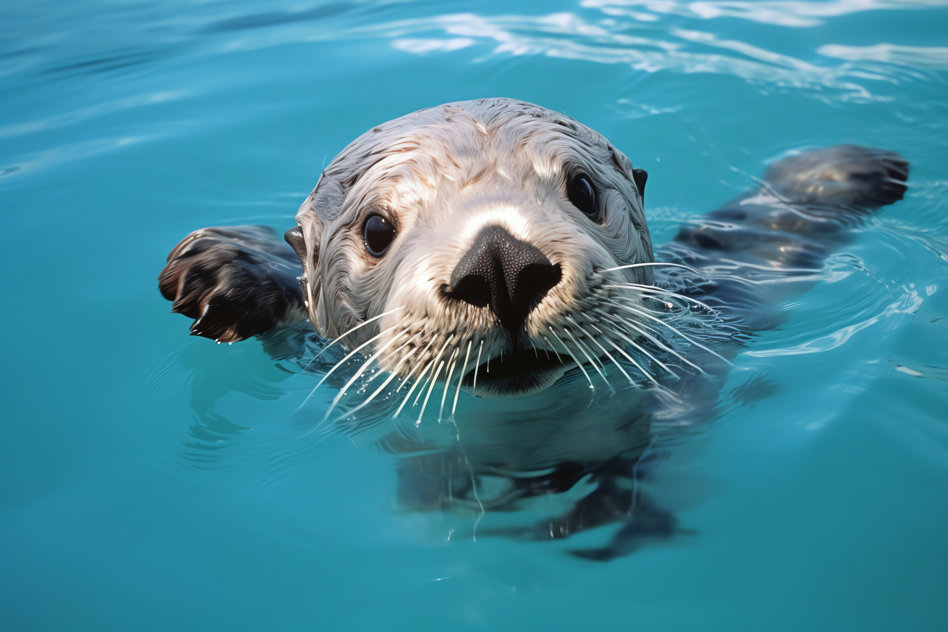 Arctic otter, Marine mammal, Arctic habitat, Sea otter fur, Aquatic environment, HD Desktop Image